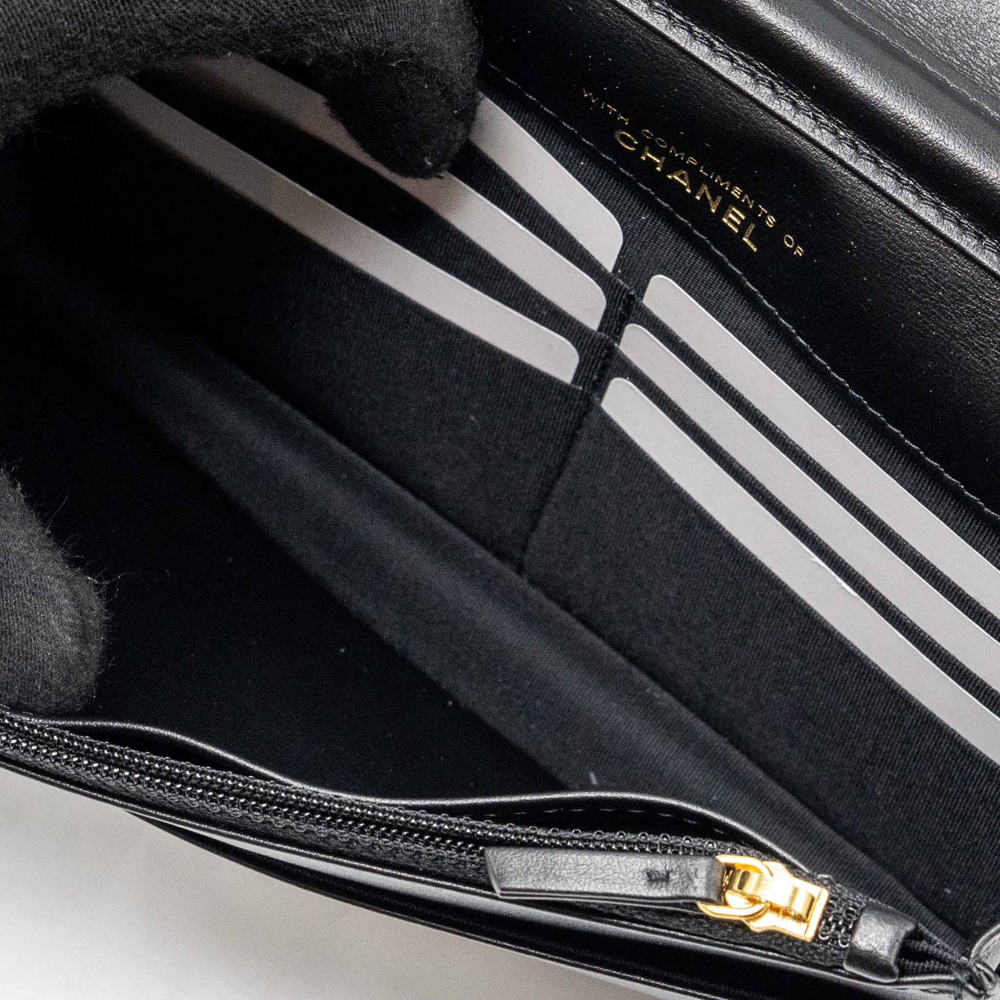 Chanel Quilted Wallet on Chain Shiny Calfskin Black GHW (Microchip) - Image 12
