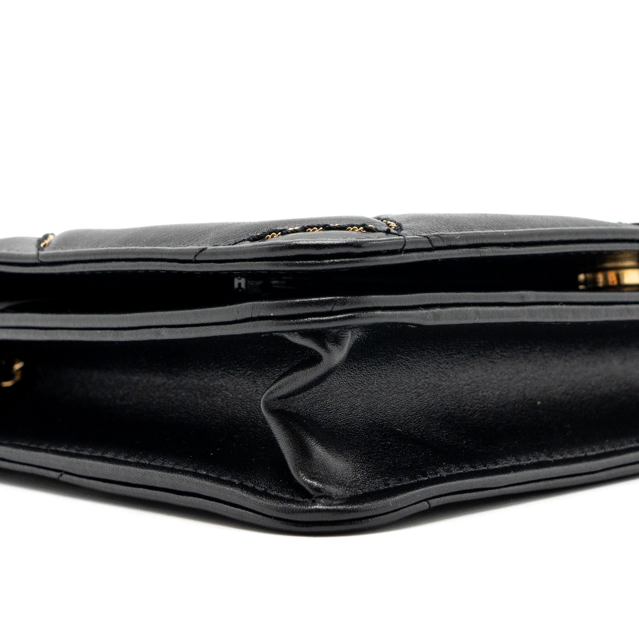 Chanel Quilted Wallet on Chain Shiny Calfskin Black GHW (Microchip) - Image 6