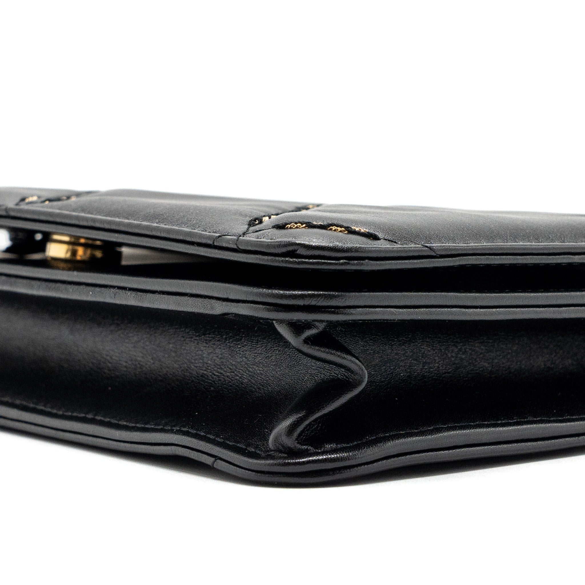 Chanel Quilted Wallet on Chain Shiny Calfskin Black GHW (Microchip) - Image 7