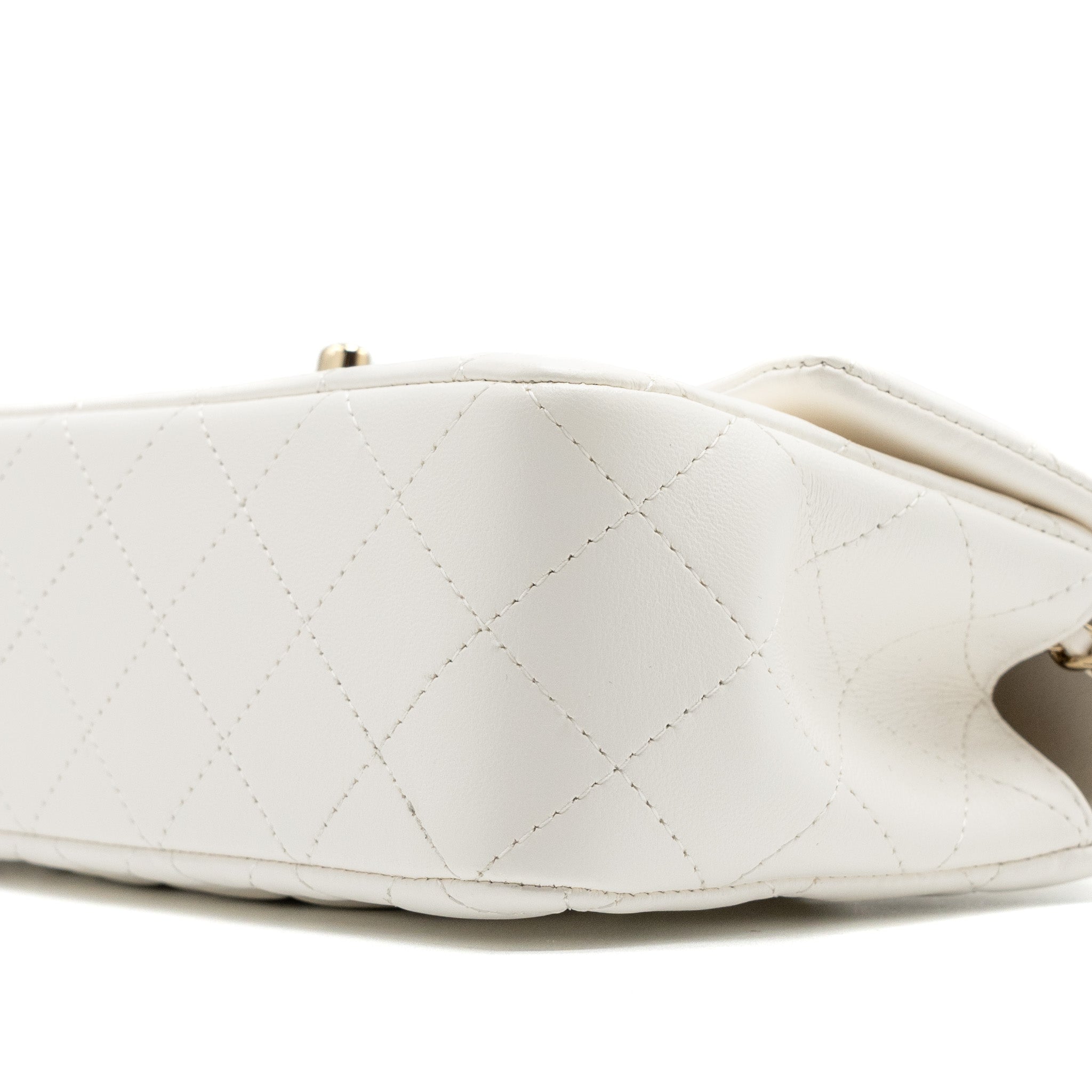Chanel top handle mini rectangular flap bag lambskin white LGHW (Microchip) - Image 7