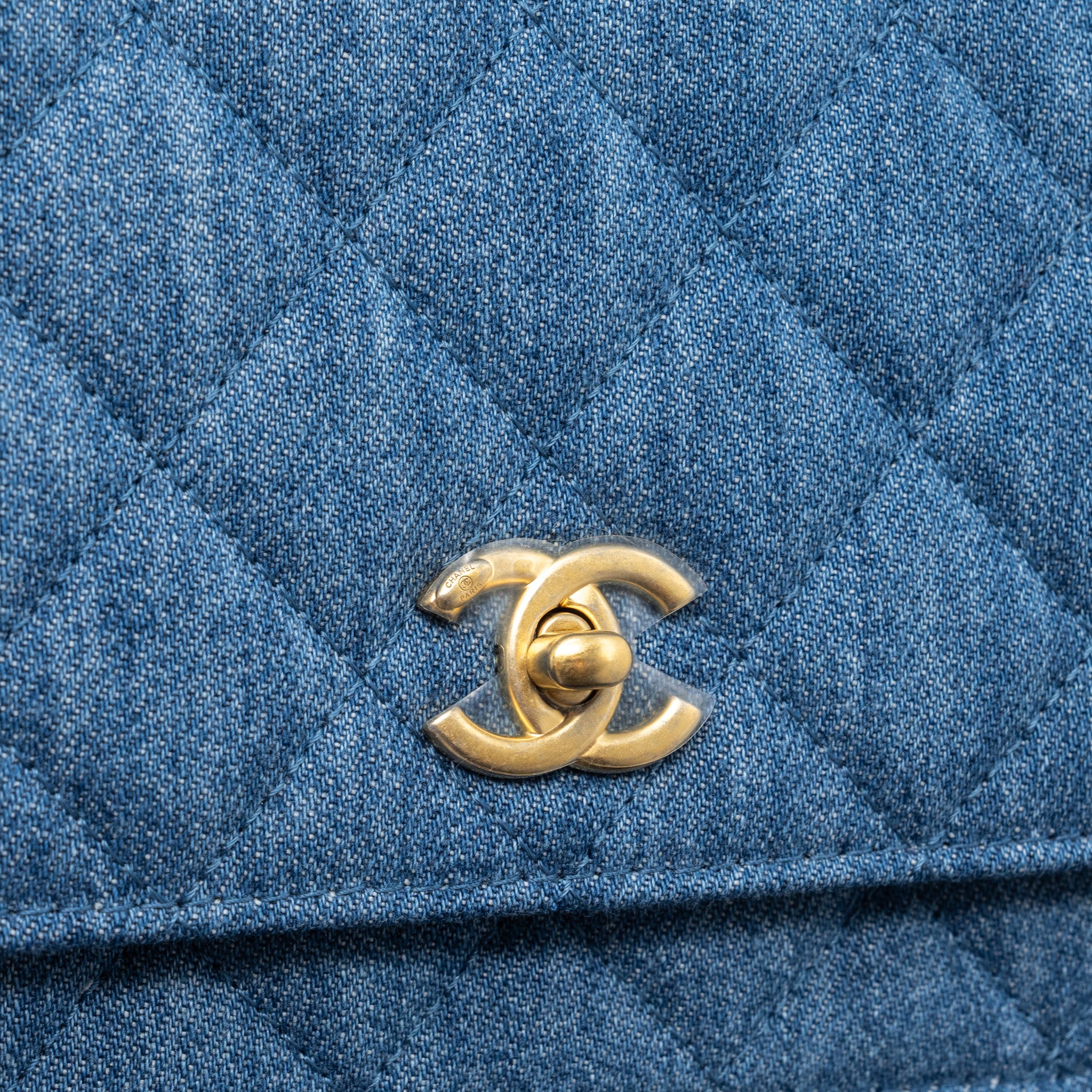 Chanel 22C Pearl Crush wallet on chain Denim blue GHW(microchip) - Image 9