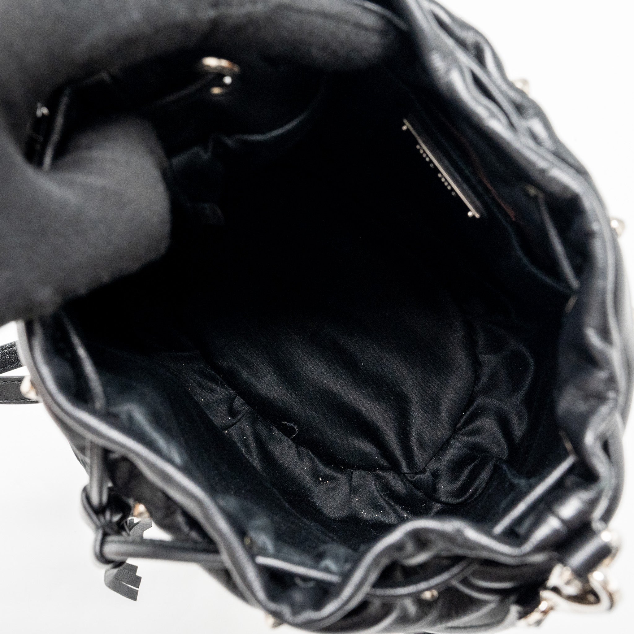 Miu Miu Small Bucket Bag Studded Nappa Lambskin BLACK SHW - Image 11