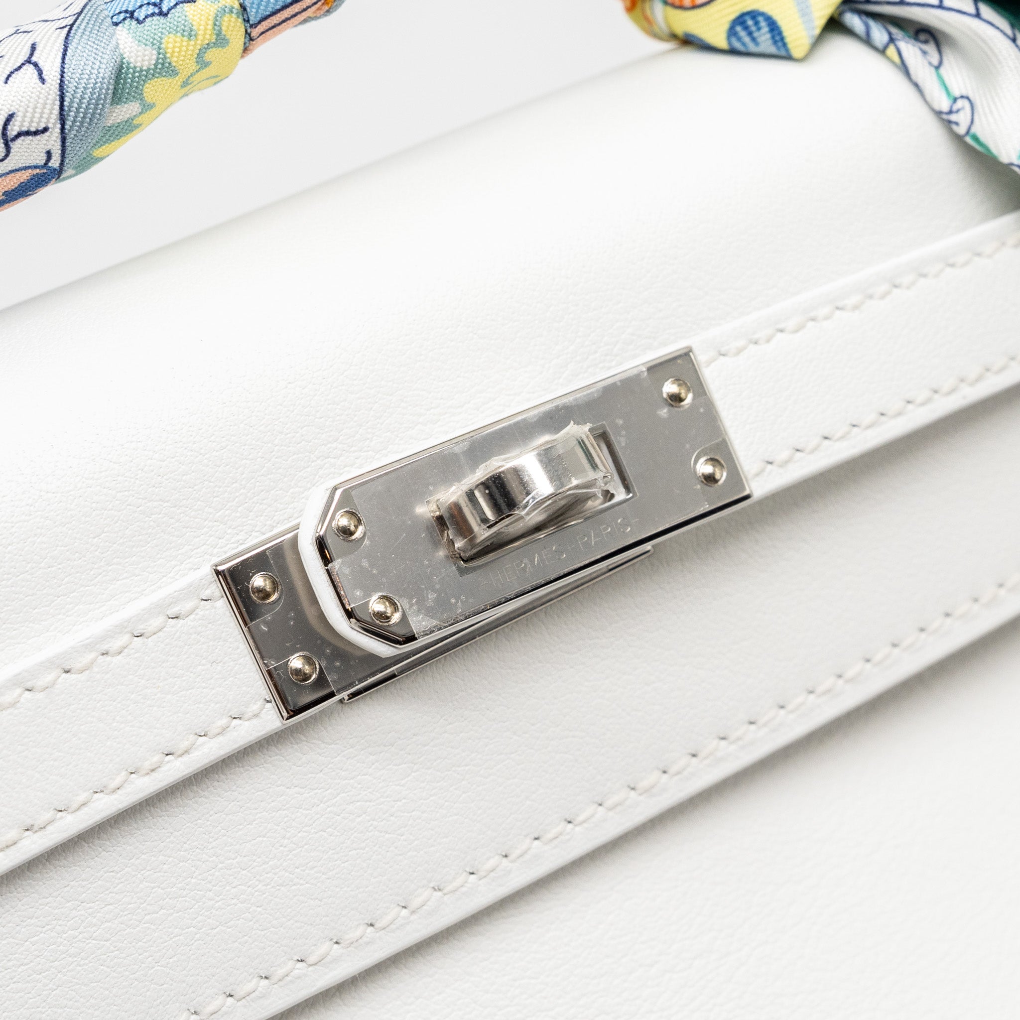 Hermes Kelly Pochette swift New White SHW stamp B - Image 8