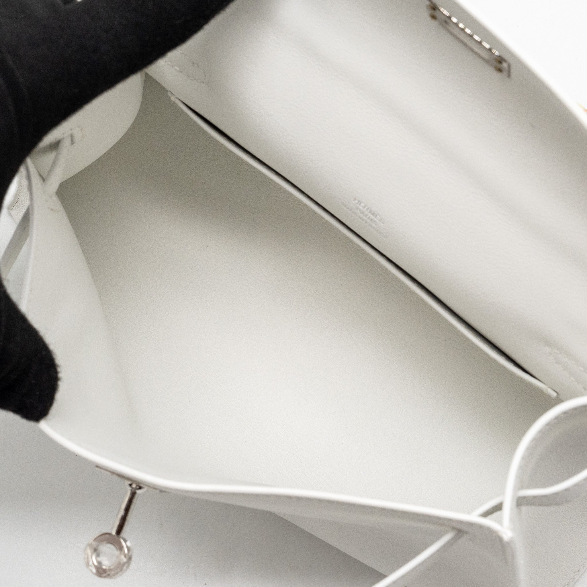 Hermes Kelly Pochette swift New White SHW stamp B - Image 11