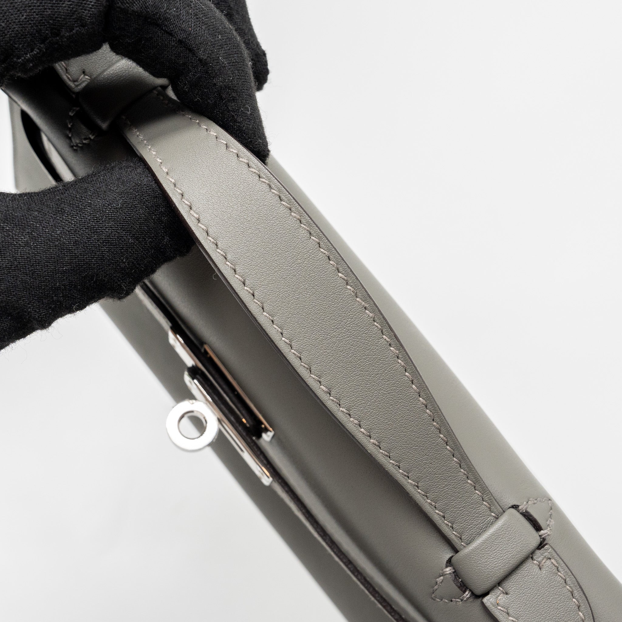 Hermes kelly pochette swift gris Meyer SHW stamp B - Image 10