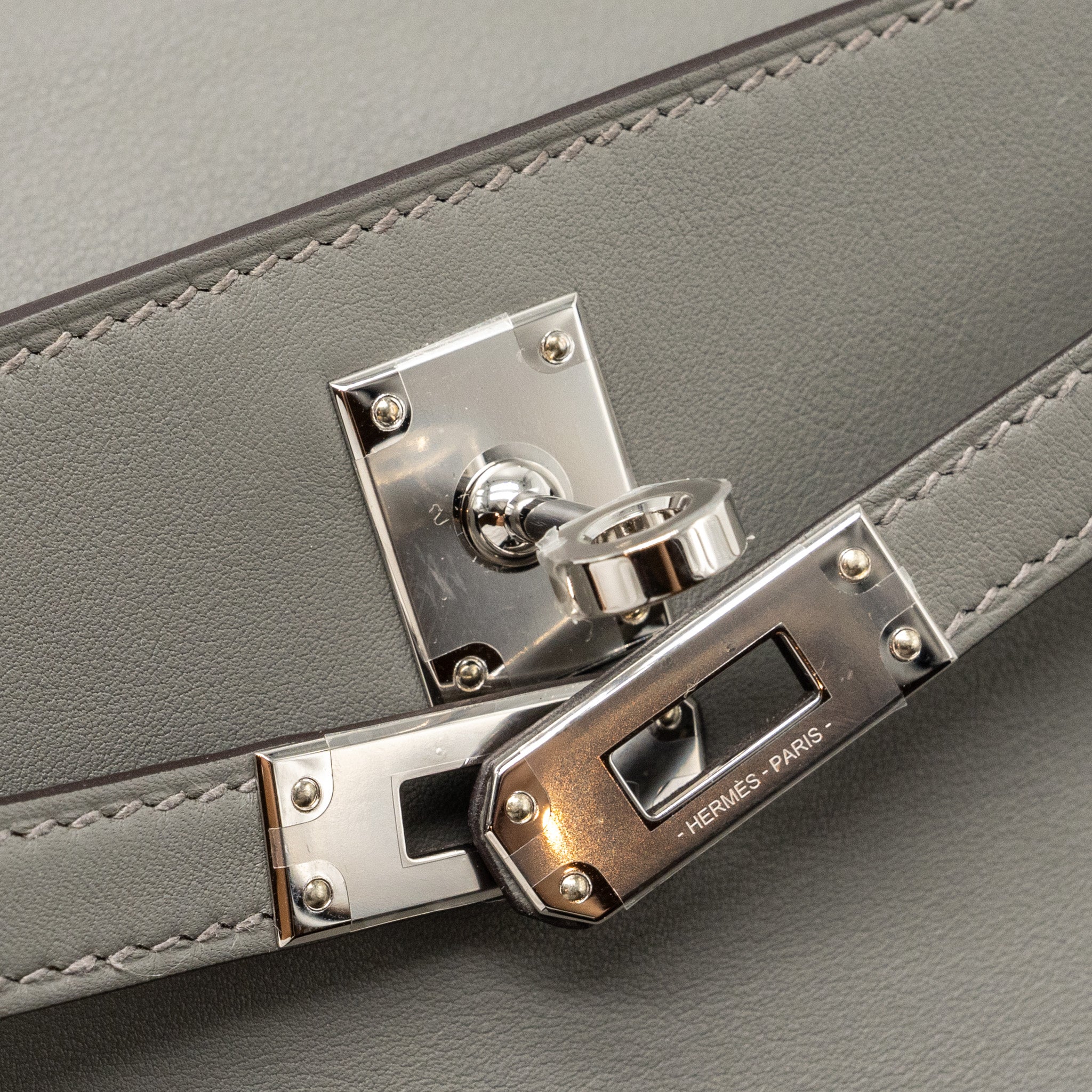 Hermes kelly pochette swift gris Meyer SHW stamp B - Image 11