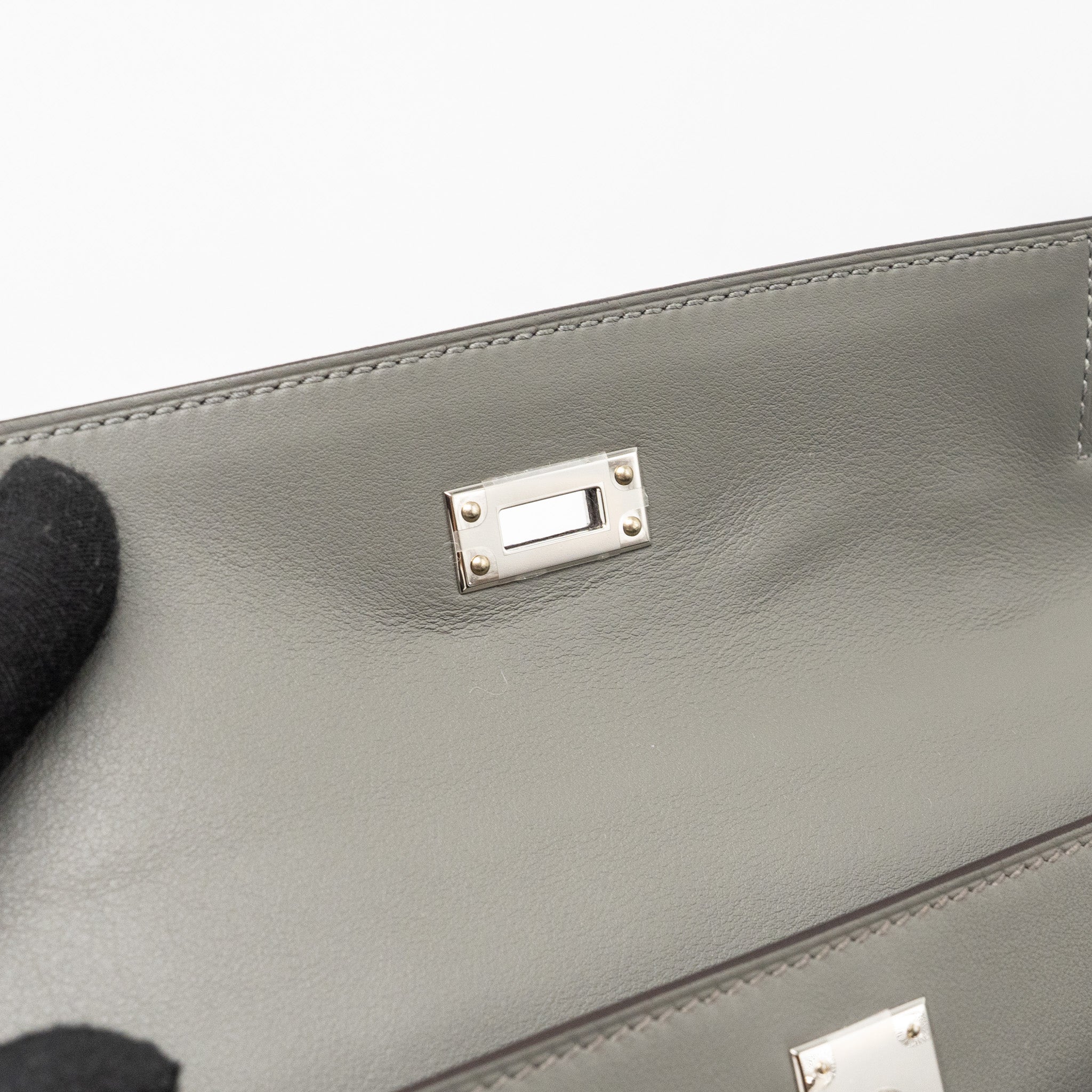 Hermes kelly pochette swift gris Meyer SHW stamp B - Image 12
