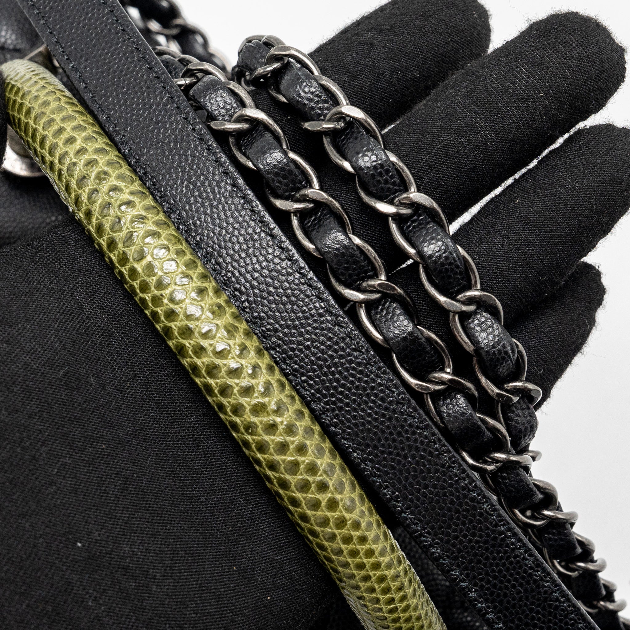 Chanel Medium Coco Handle Caviar / Lizard Handle Black Ruthenium Hardware - Image 9