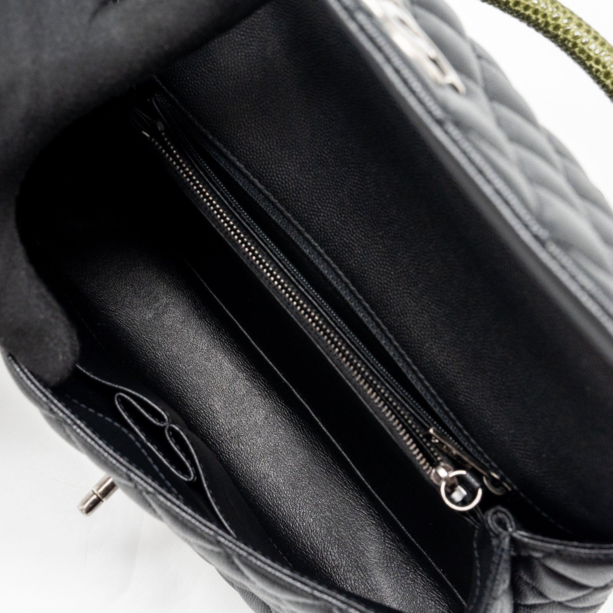 Chanel Medium Coco Handle Caviar / Lizard Handle Black Ruthenium Hardware - Image 13