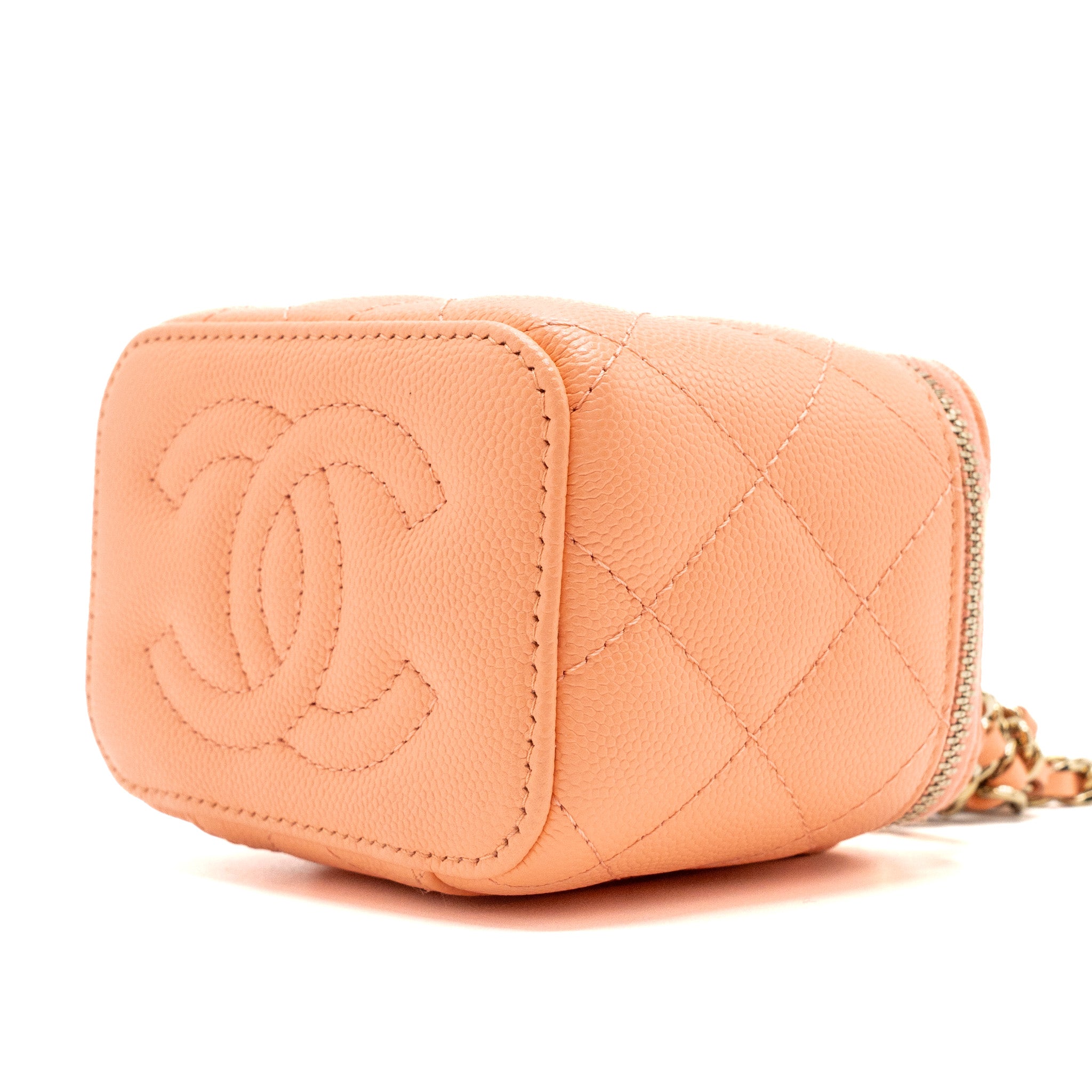 Chanel Mini Vanity With Chains Caviar Coral Pink LGHW(Microchip) - Image 7