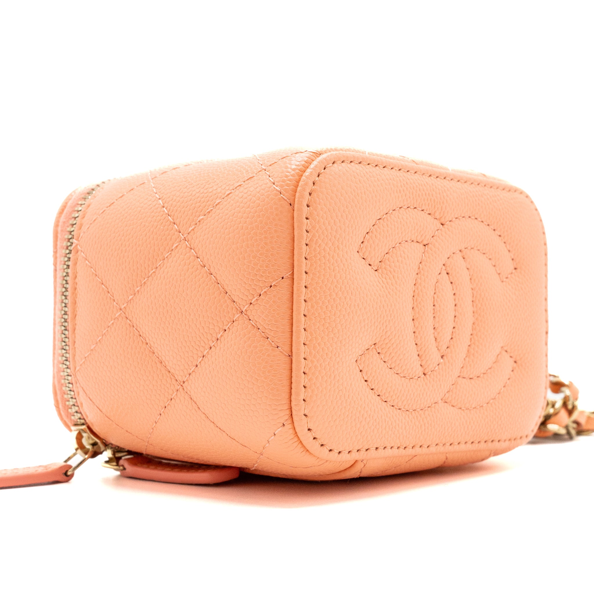 Chanel Mini Vanity With Chains Caviar Coral Pink LGHW(Microchip) - Image 8