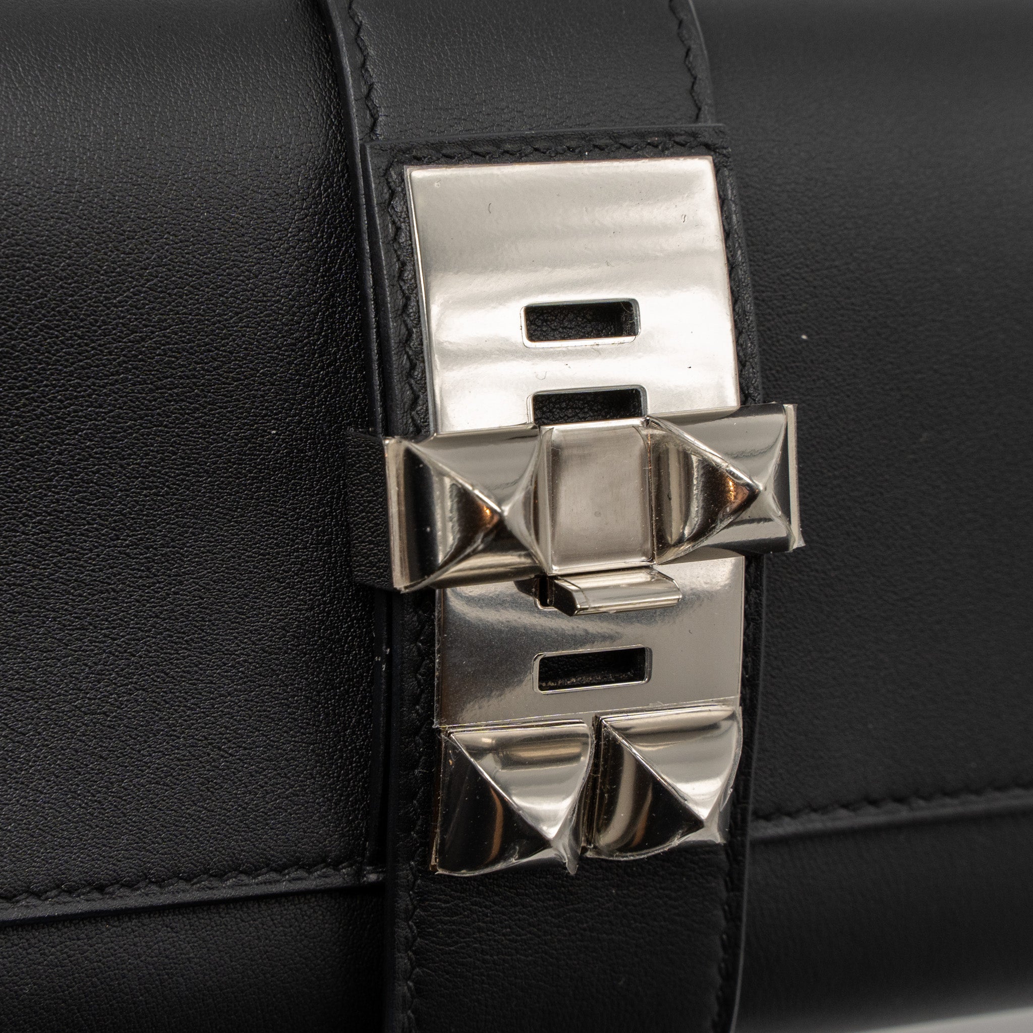 HERMES POCHETTE MEDOR 23 SWIFT BLACK SHW stamp X - Image 9