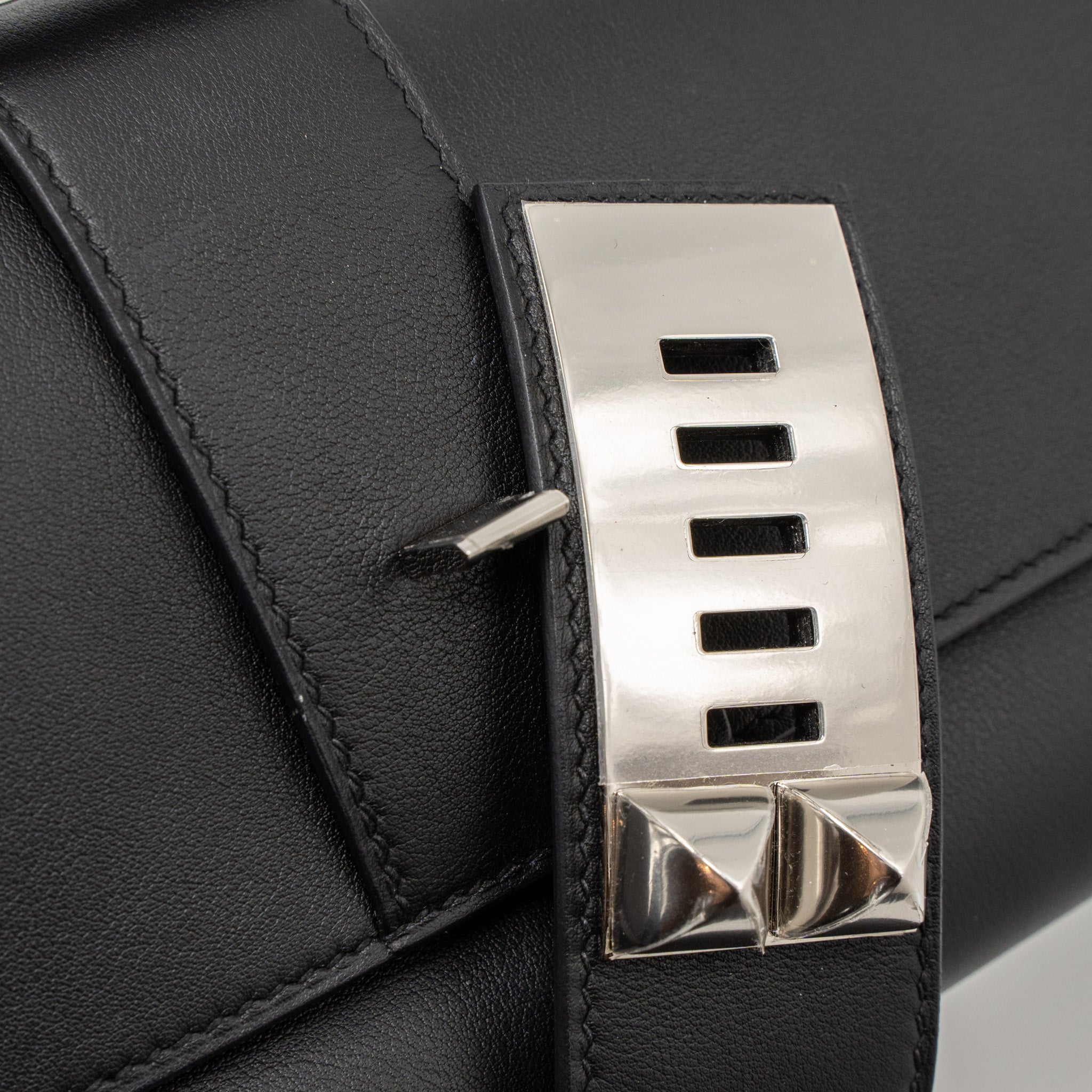 HERMES POCHETTE MEDOR 23 SWIFT BLACK SHW stamp X - Image 10