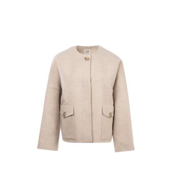 Hermes Size 36 Paletot Fermoir Anneaux Coat Baby Cashmere Beige Glaise