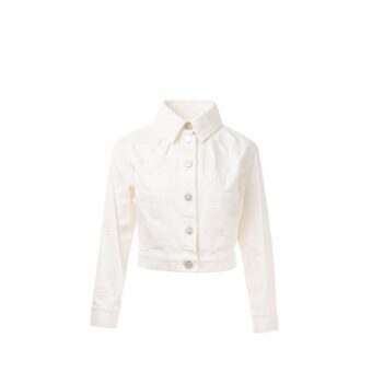 Chanel size 34 21P Camellia Jacket Cotton White