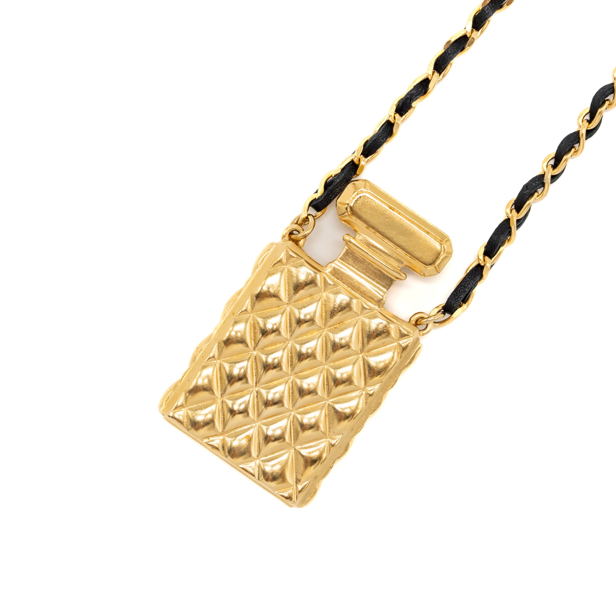 Chanel Large Model Perfume Bottle Necklace Crystal/Pearl/Gold Tone - Image 5