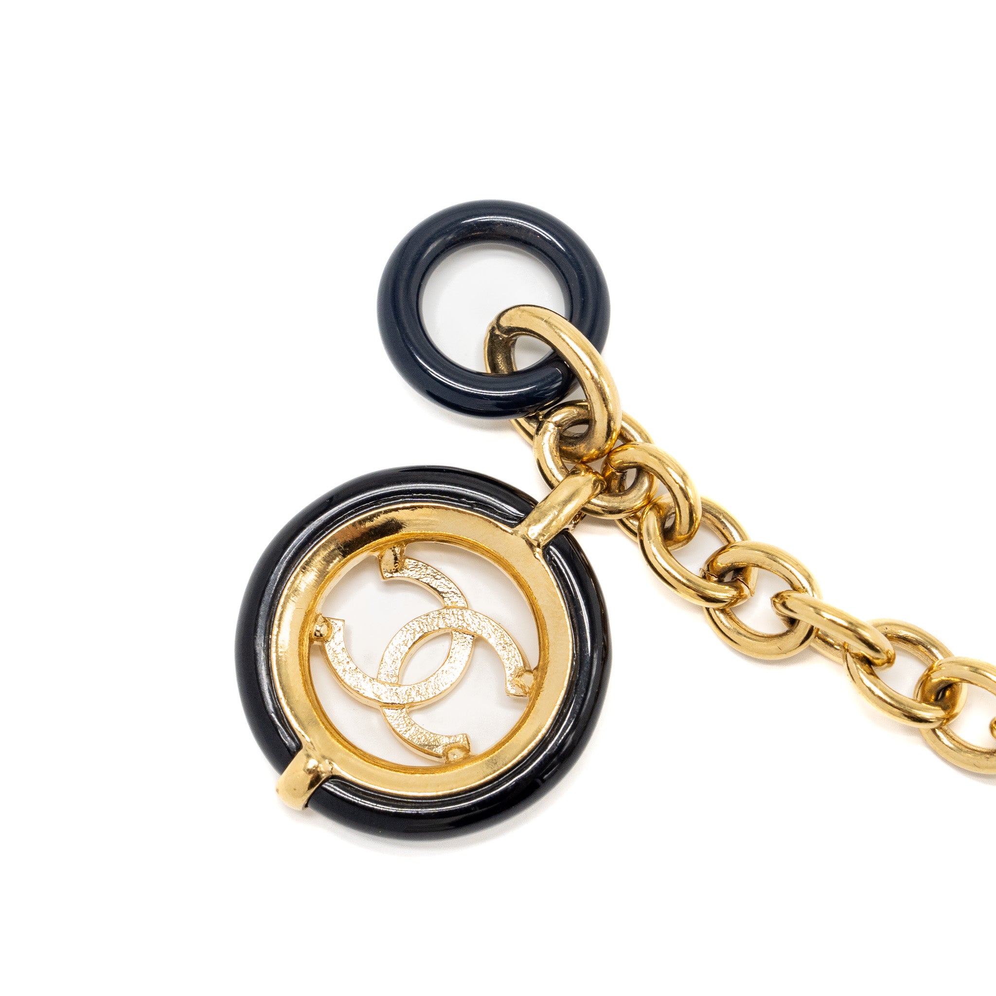 Chanel Round CC Logo Dropped Bracelet Black/Gold Tone - Image 3