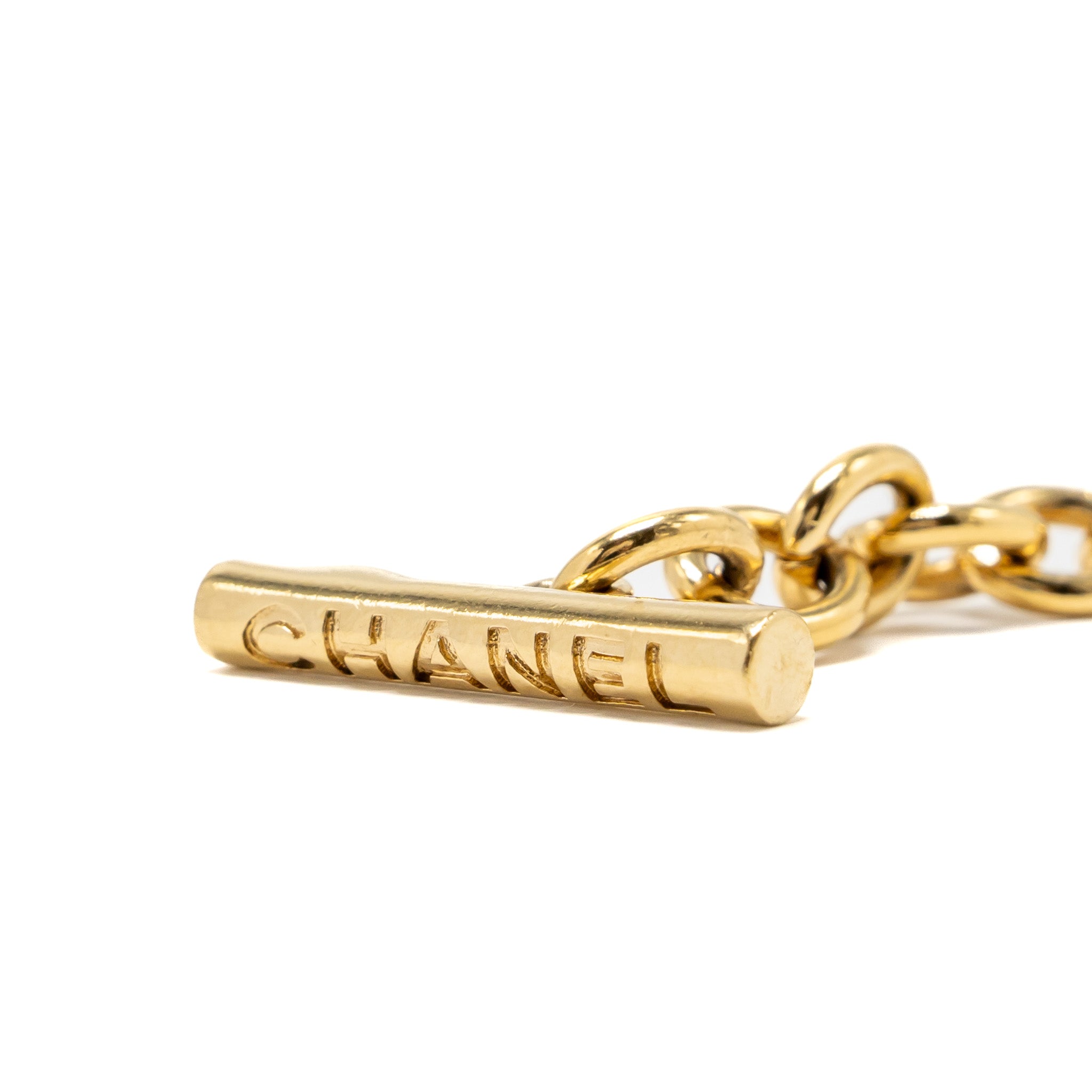 Chanel Round CC Logo Dropped Bracelet Black/Gold Tone - Image 4