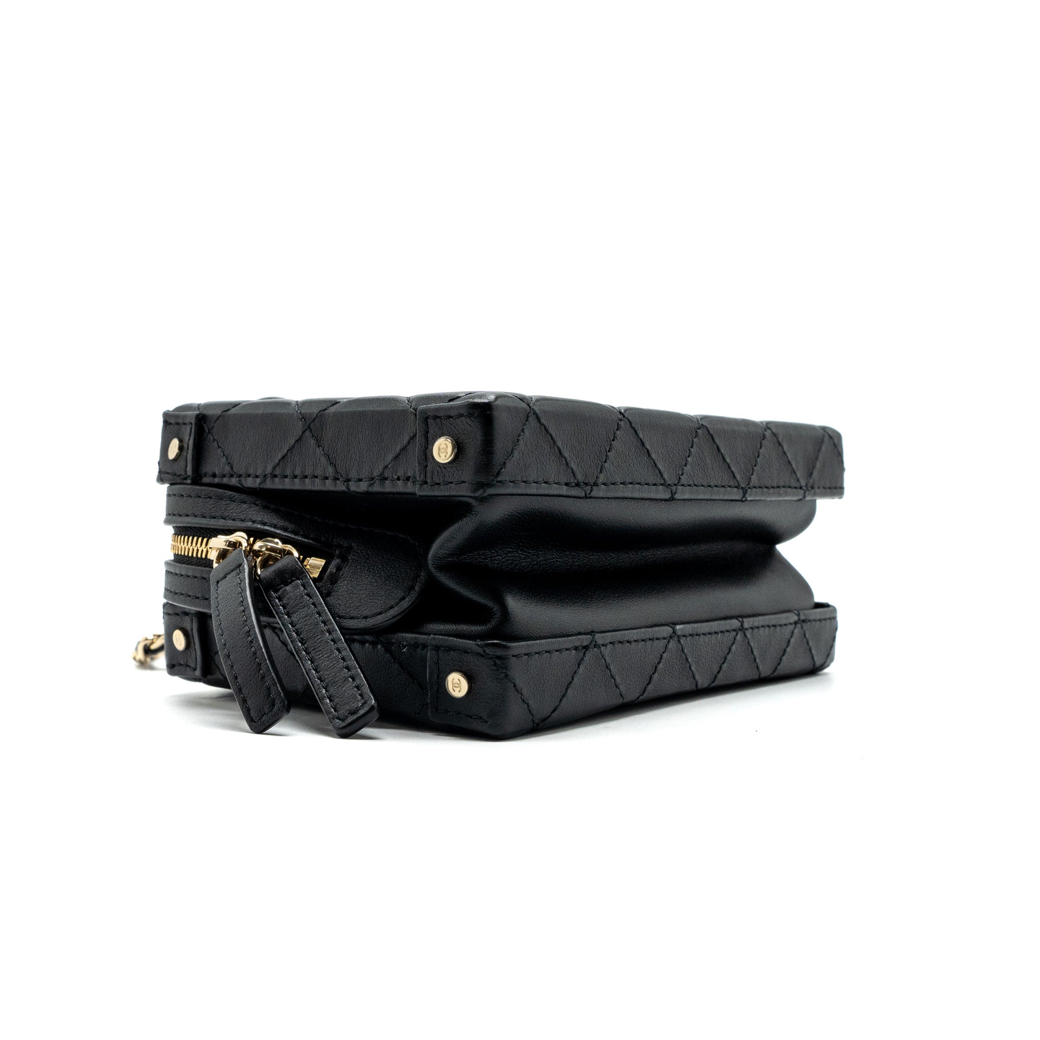 Chanel 22b Top Handle Small Vanity Case Calfskin Black GHW(Microchip) - Image 6
