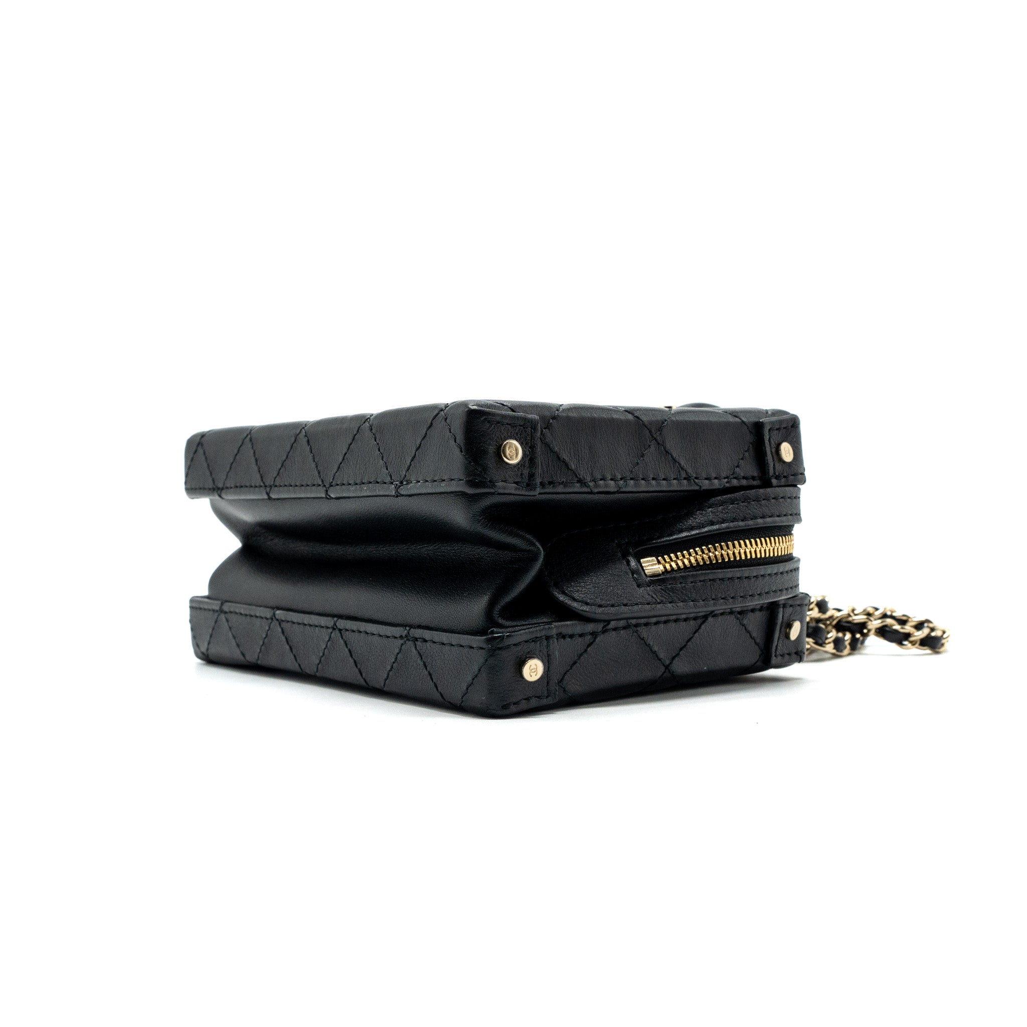 Chanel 22b Top Handle Small Vanity Case Calfskin Black GHW(Microchip) - Image 7