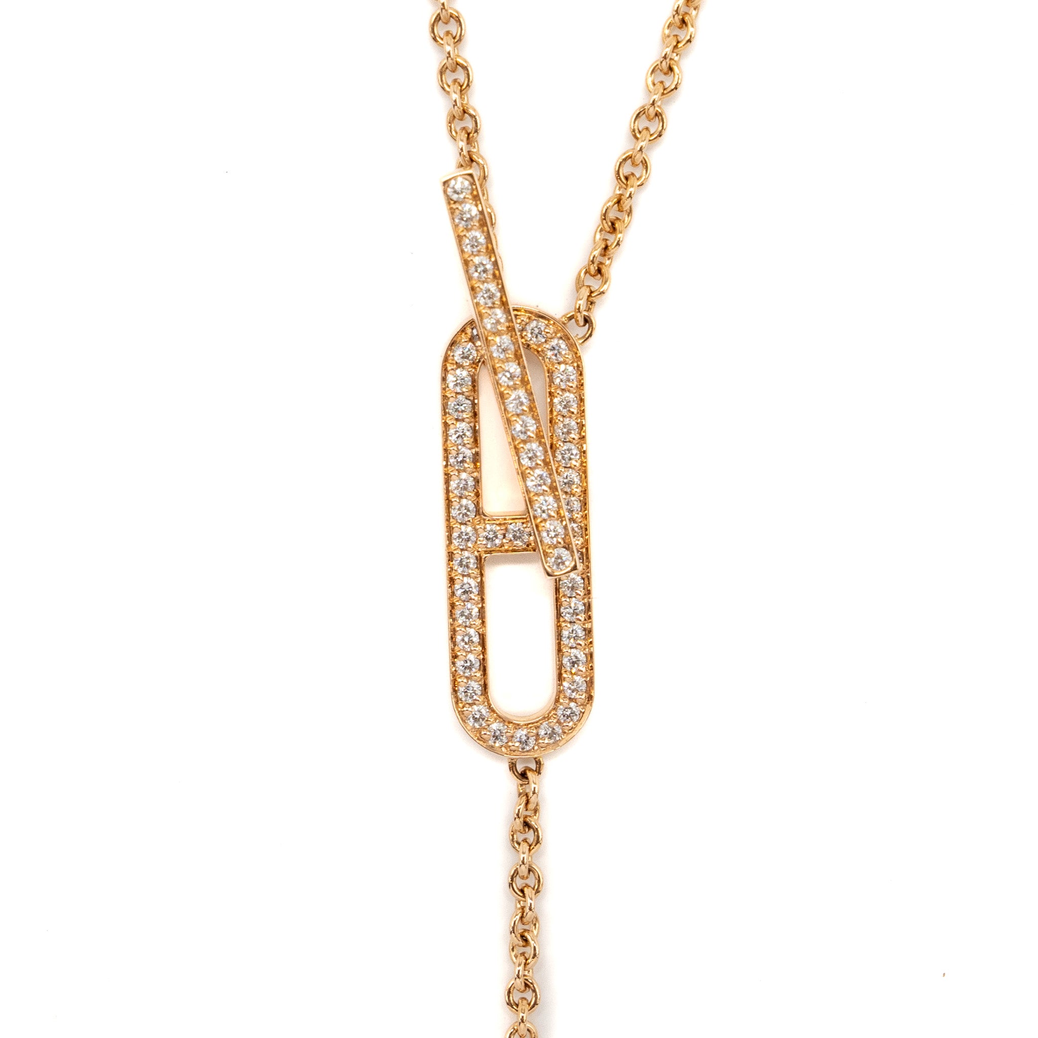 Hermes Ever Chaine D’Ancre Lariat Necklace Rose Gold, Diamonds - Image 4