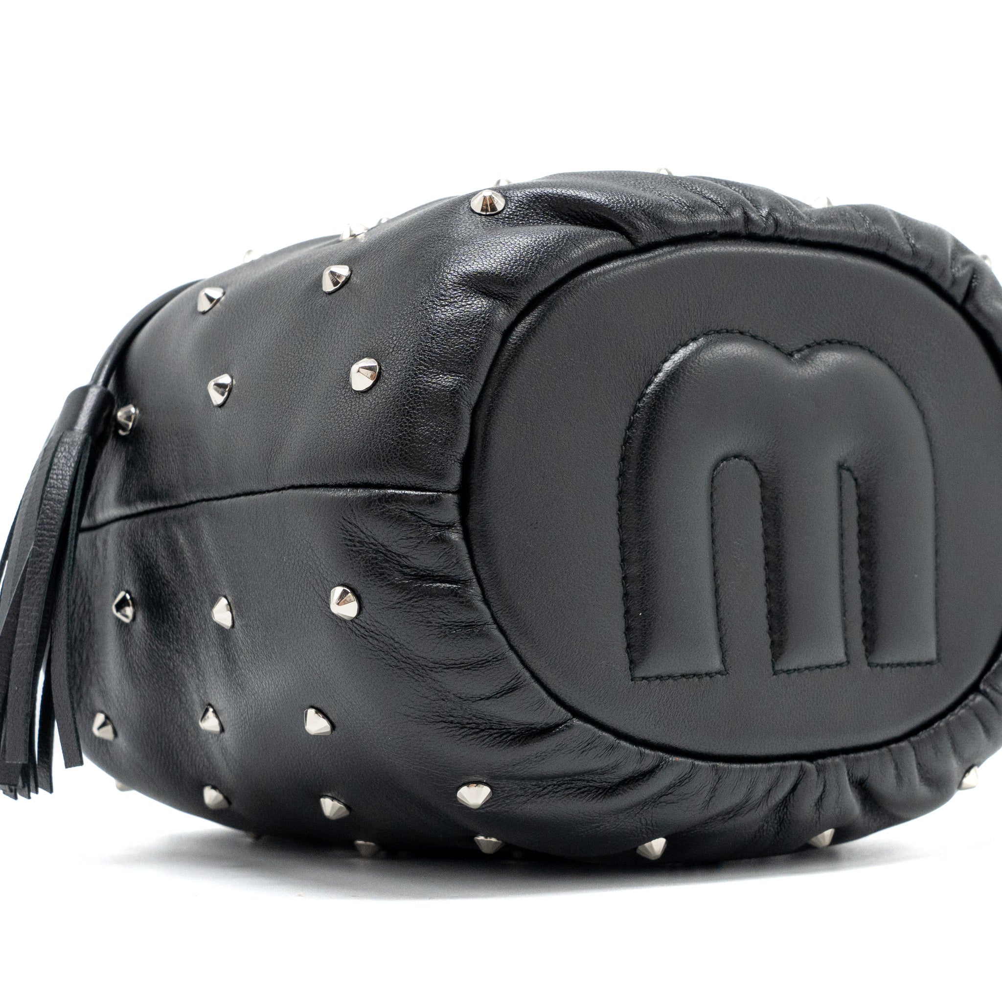 Miu Miu Small Bucket Bag Studded Nappa Lambskin BLACK SHW - Image 6