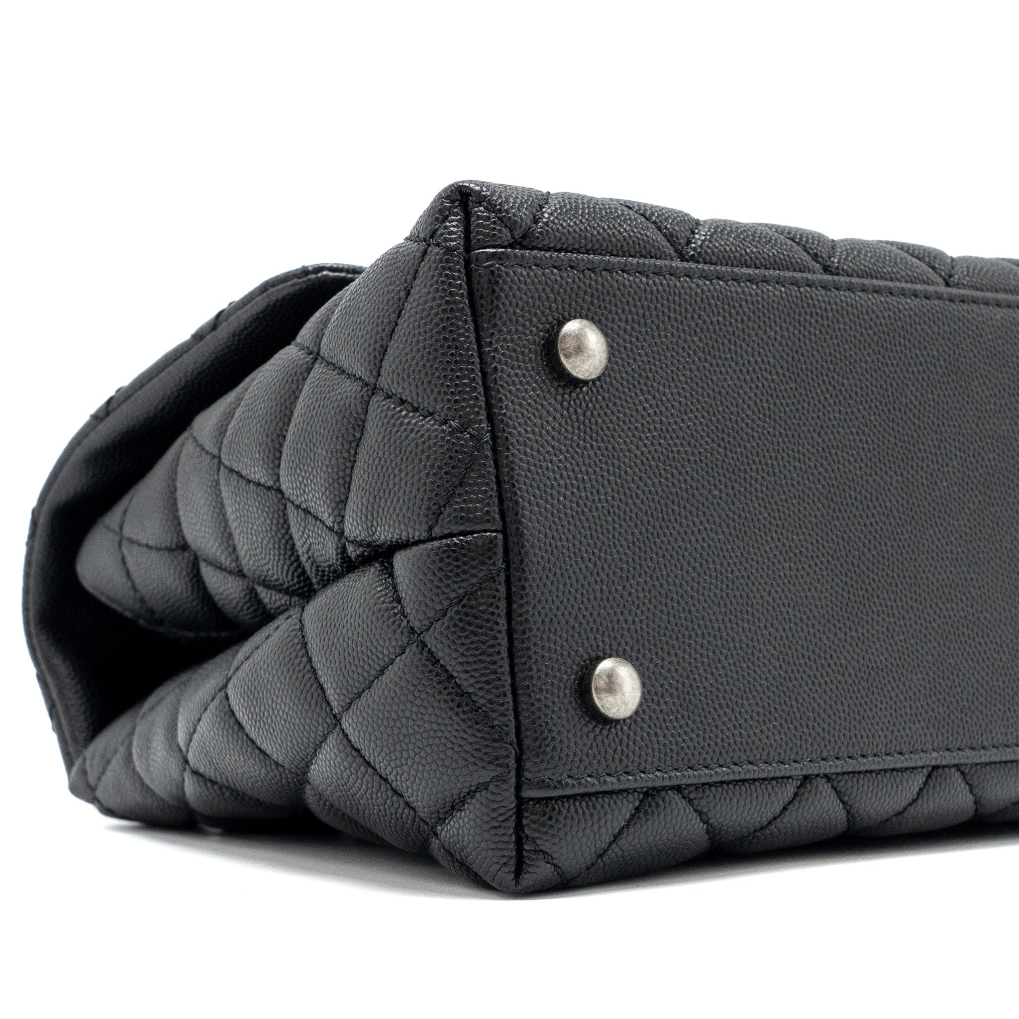 Chanel Medium Coco Handle Caviar / Lizard Handle Black Ruthenium Hardware - Image 7