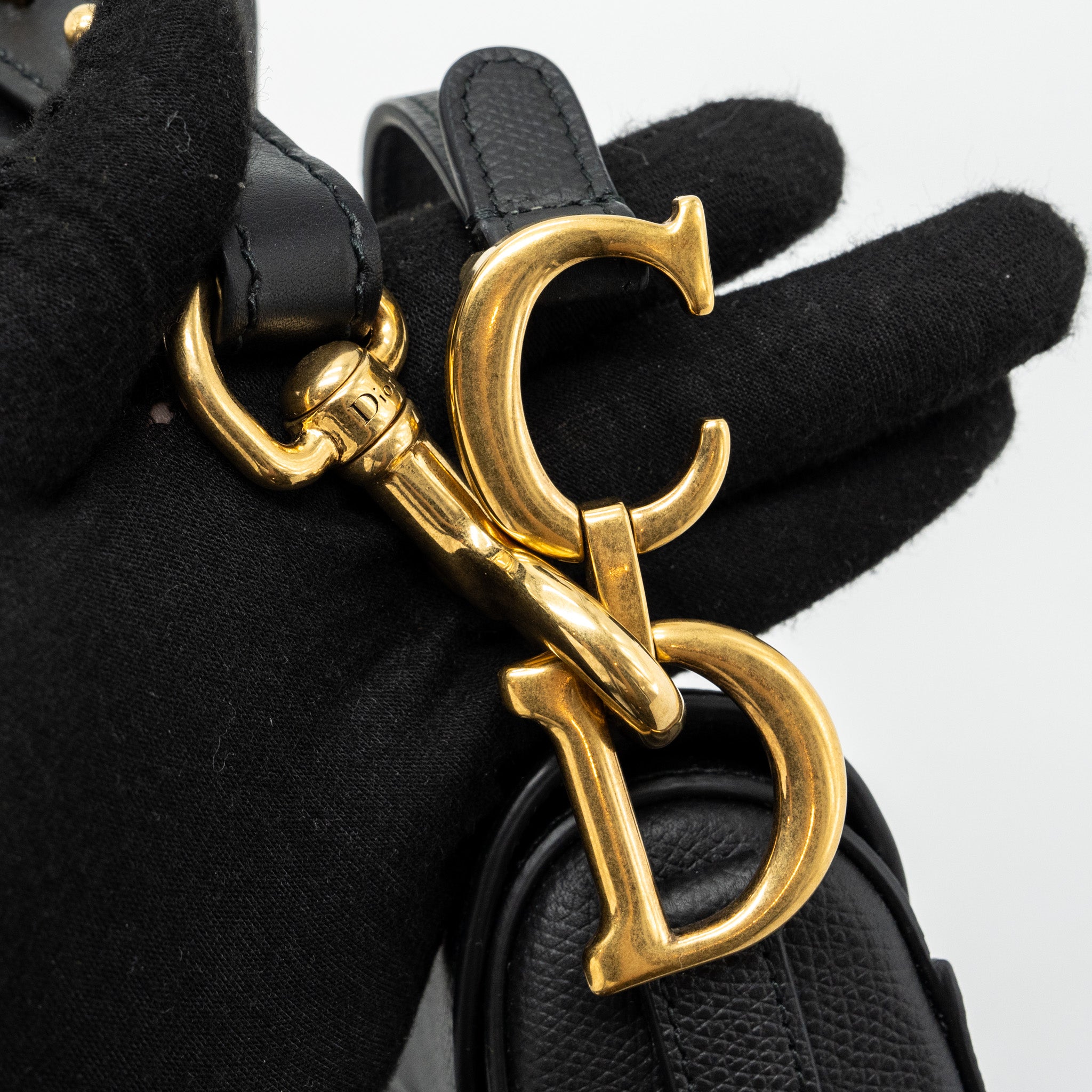 Dior Mini Saddle Bag Calfskin Black GHW With An Extra Dior Strap - Image 9