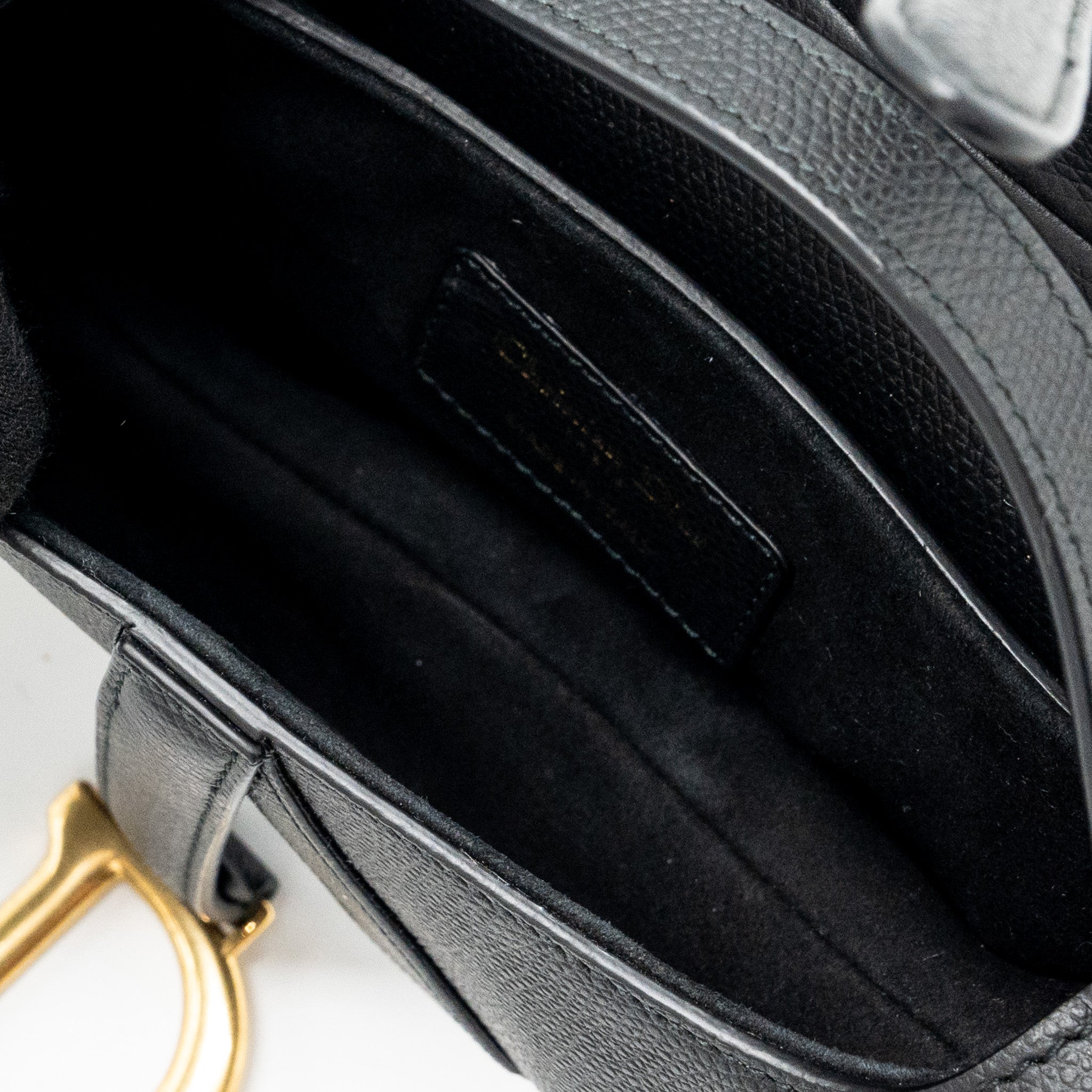 Dior Mini Saddle Bag Calfskin Black GHW With An Extra Dior Strap - Image 13