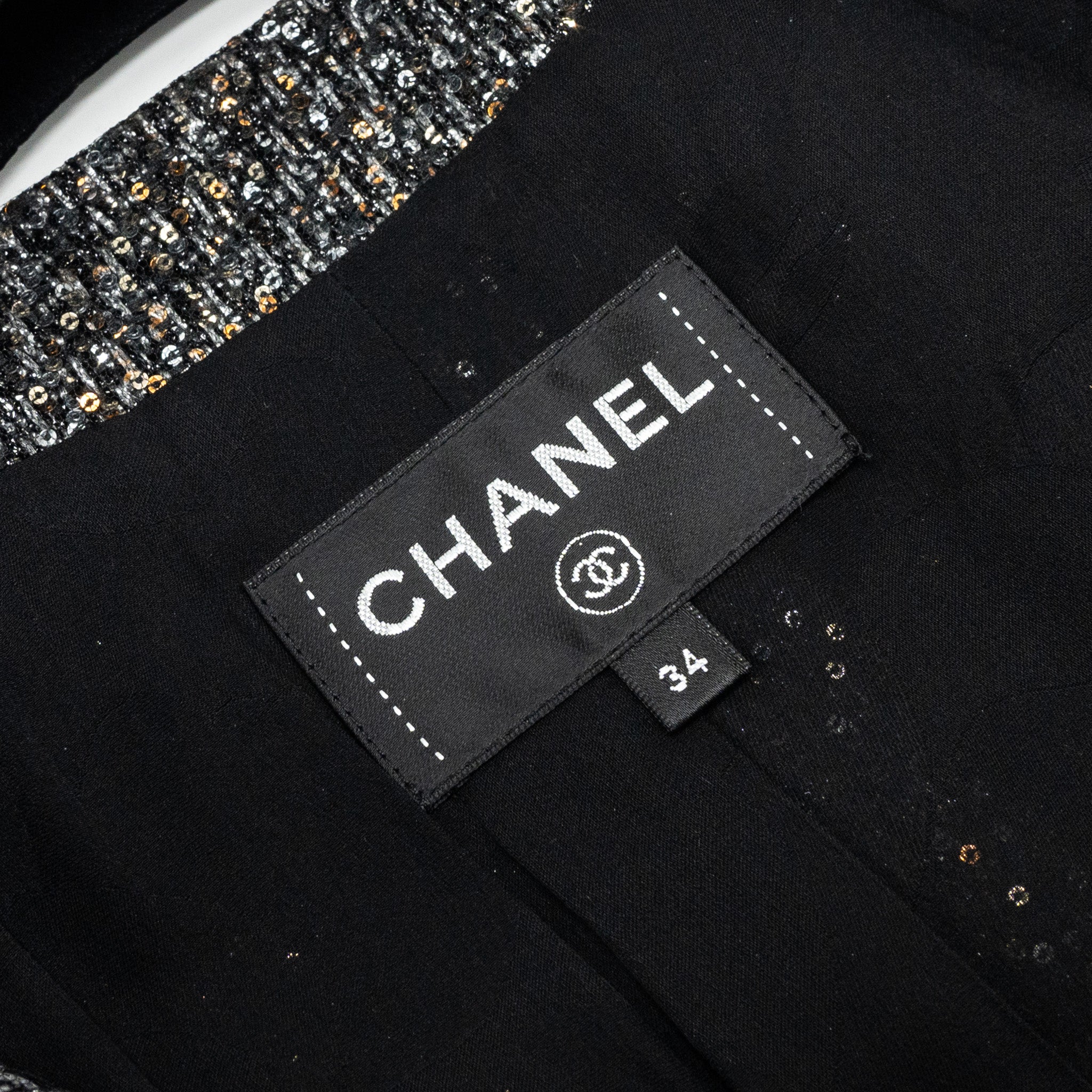 Chanel Size 34 21A Tweed Dress Polyester/Polyamide Black/Silver - Image 5