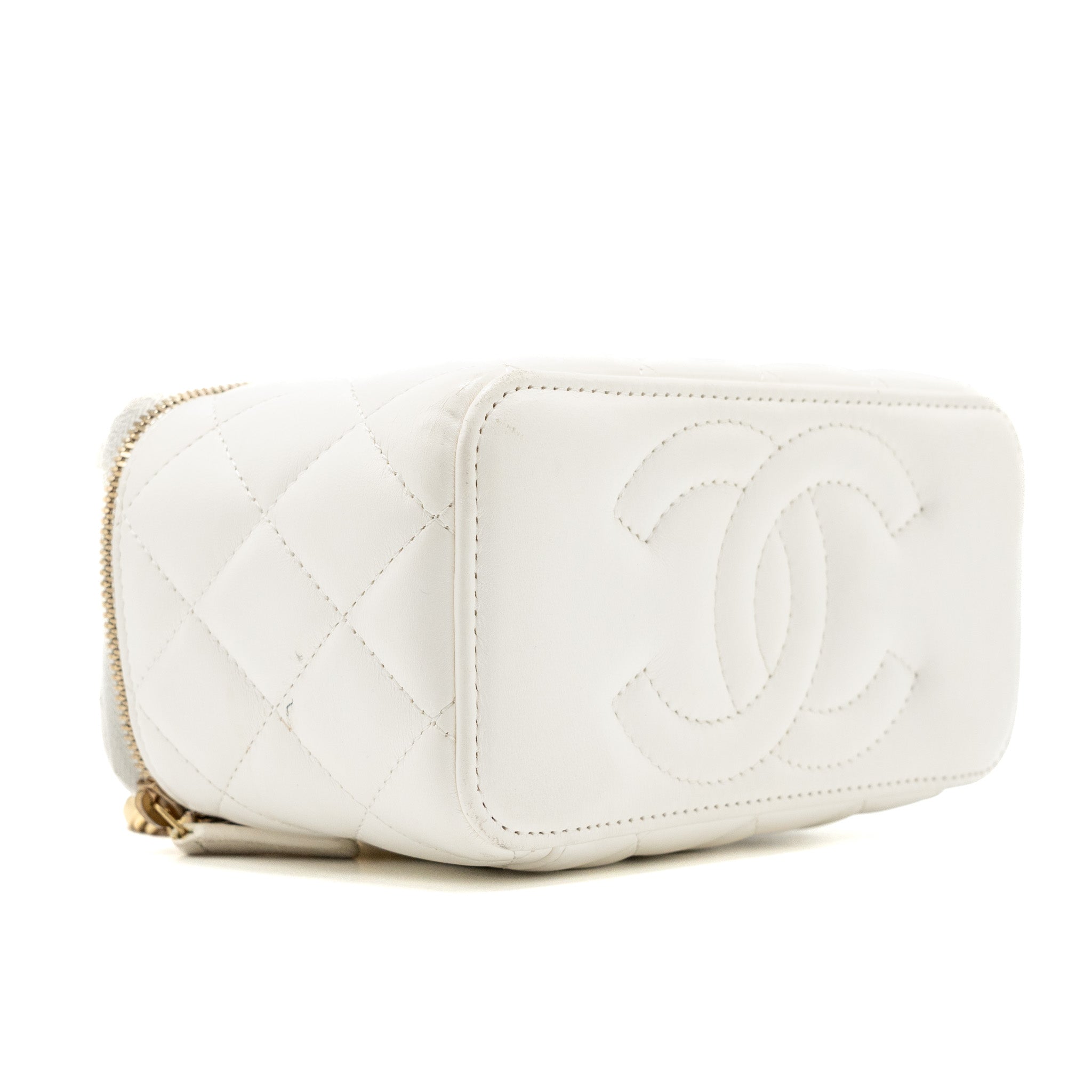 Chanel letter/cc logo chain long vanity case lambskin White GHW(microchip) - Image 7