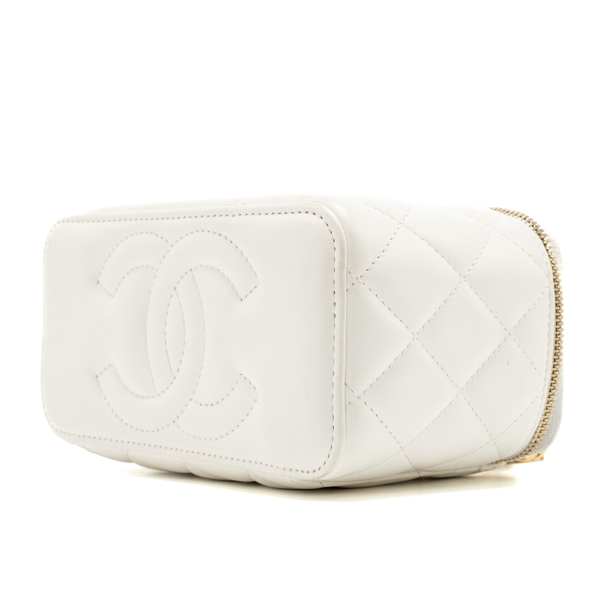 Chanel letter/cc logo chain long vanity case lambskin White GHW(microchip) - Image 8