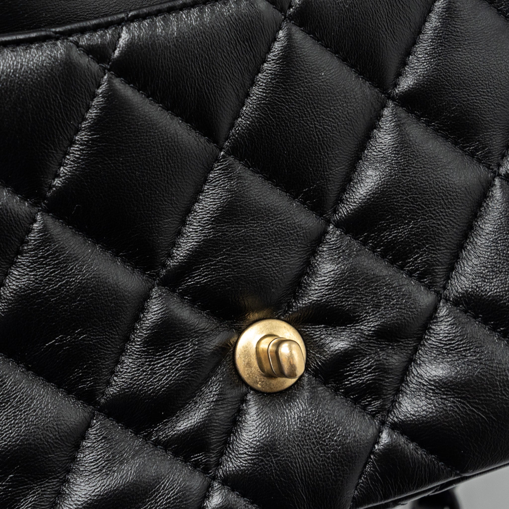 Chanel Quilted Flap Bag Giant Chain Lambskin Black Gold And Black Hardware (microchip) - Image 13