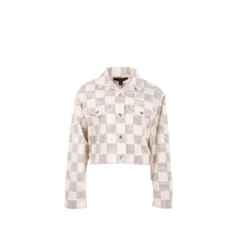 Louis Vuitton size 38 denim trucker jacket damier Azur/cotton White