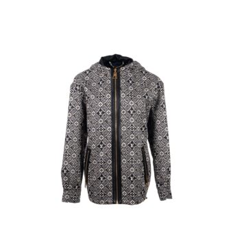 Louis Vuitton size 38 monogram since 1854 hooded silk parka polyamide/silk black/white