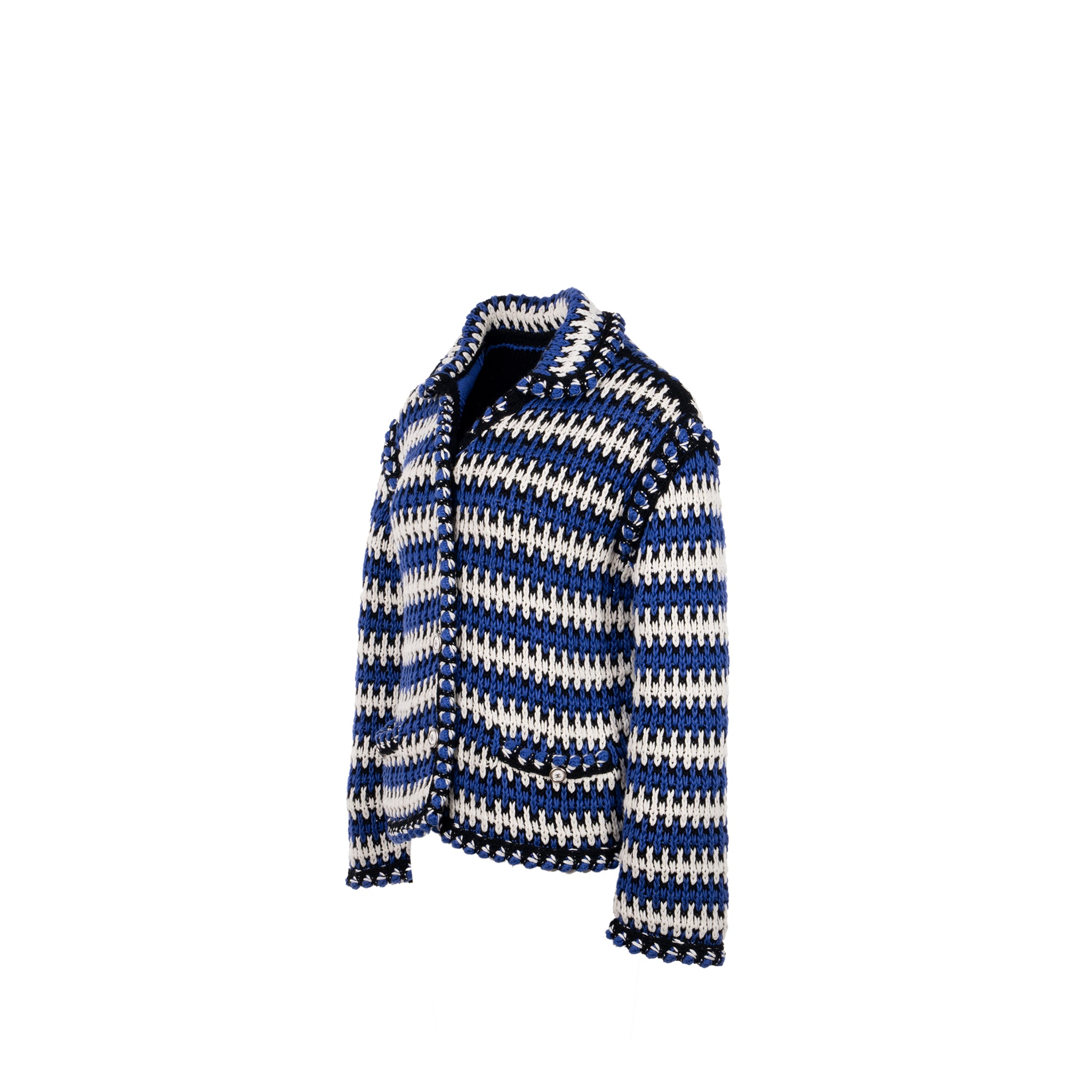 Chanel size 38 21C cotton jacket Cotton/Linen/paper blue/white/black - Image 2