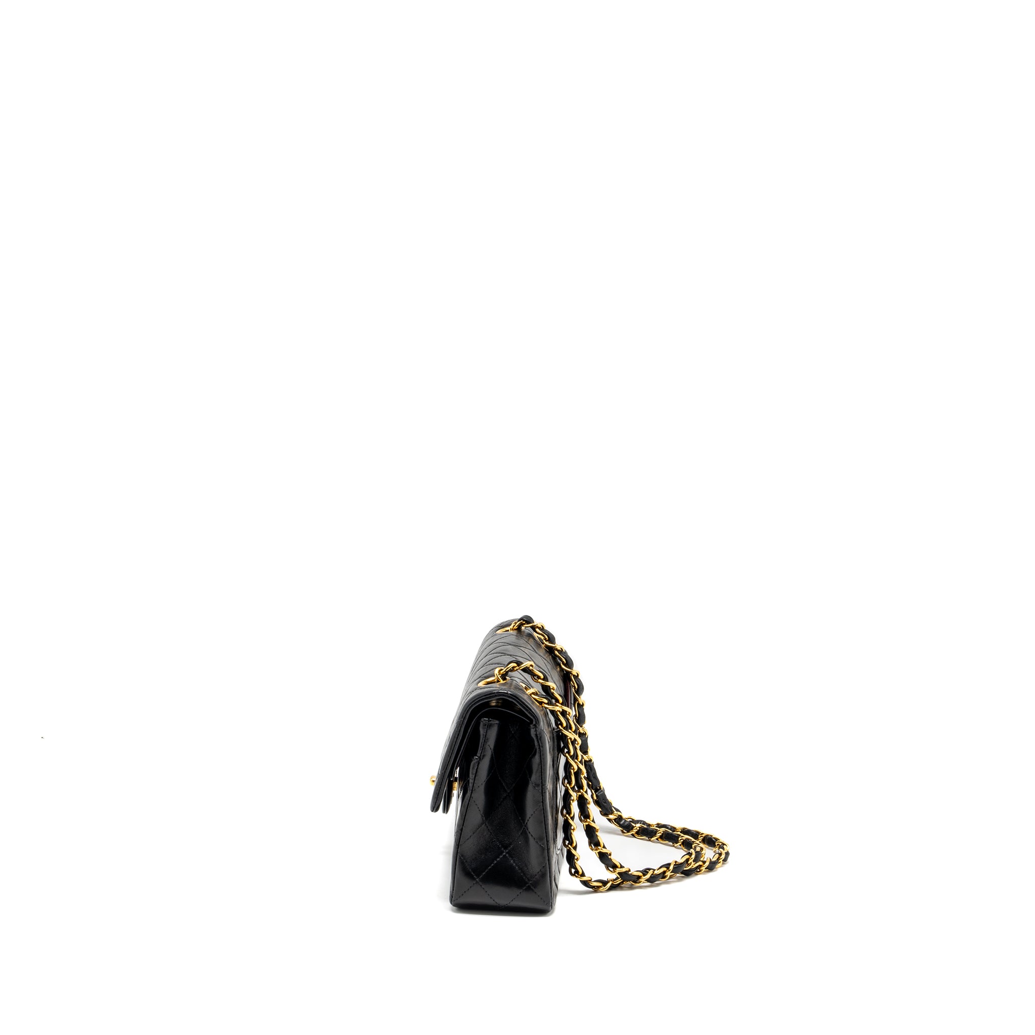 Chanel Vintage Small Classic Double Flap Bag Lambskin BLACK GHW - Image 4