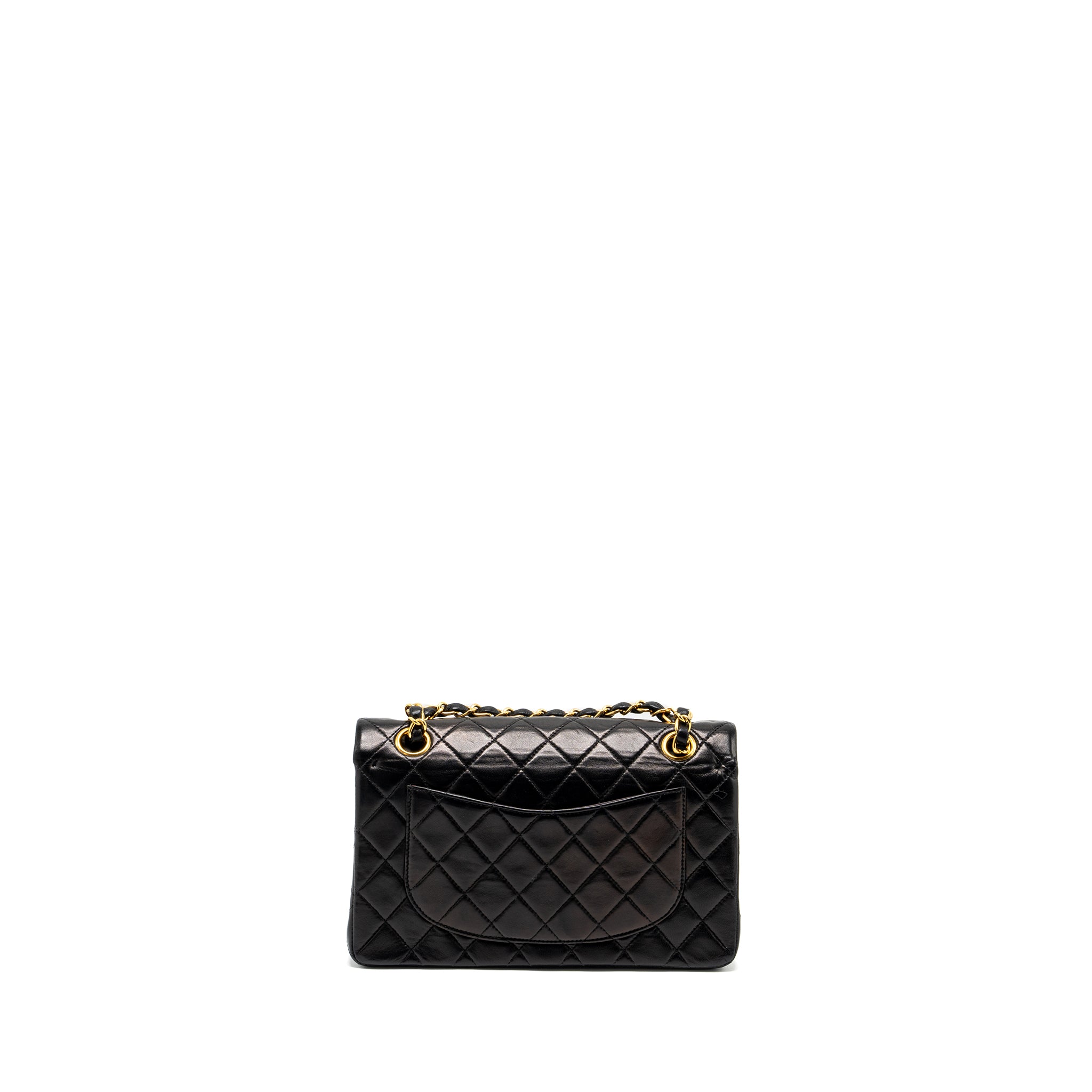 Chanel Vintage Small Classic Double Flap Bag Lambskin BLACK GHW - Image 2