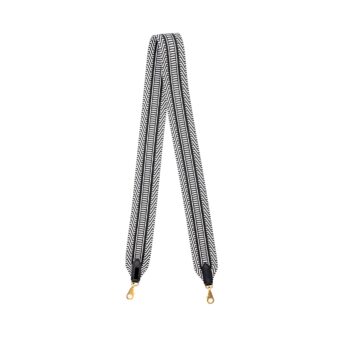 Hermes 50mm Sangle Cavale Bag Strap Swift/Canvas Black/White GHW Stamp B