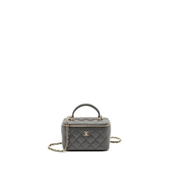 Chanel long vanity case lambskin grey LGHW (microchip)