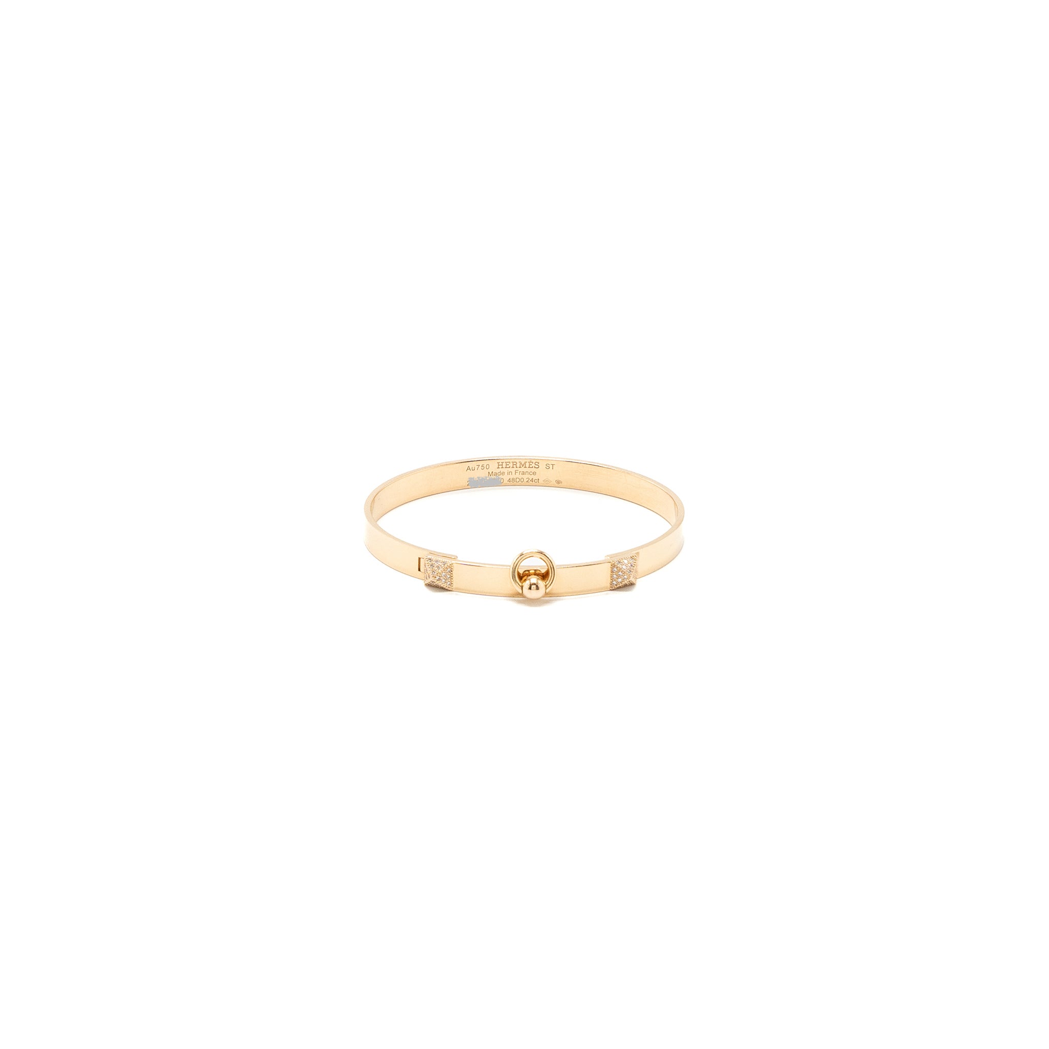 HERMES SIZE ST COLLIER DE CHIEN BRACELET, SMALL MODEL ROSE GOLD DIAMONDS