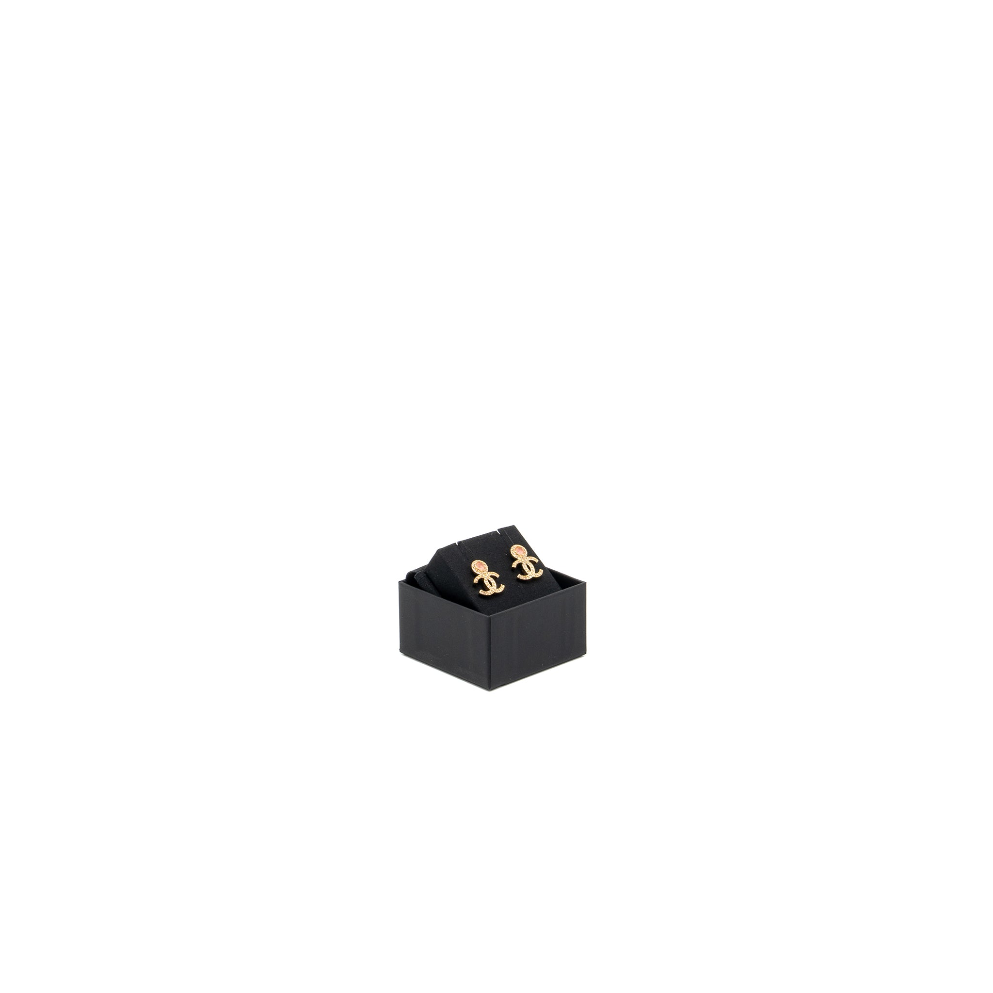 Chanel cc logo earrings with pink/crystal Gold tone - Image 2
