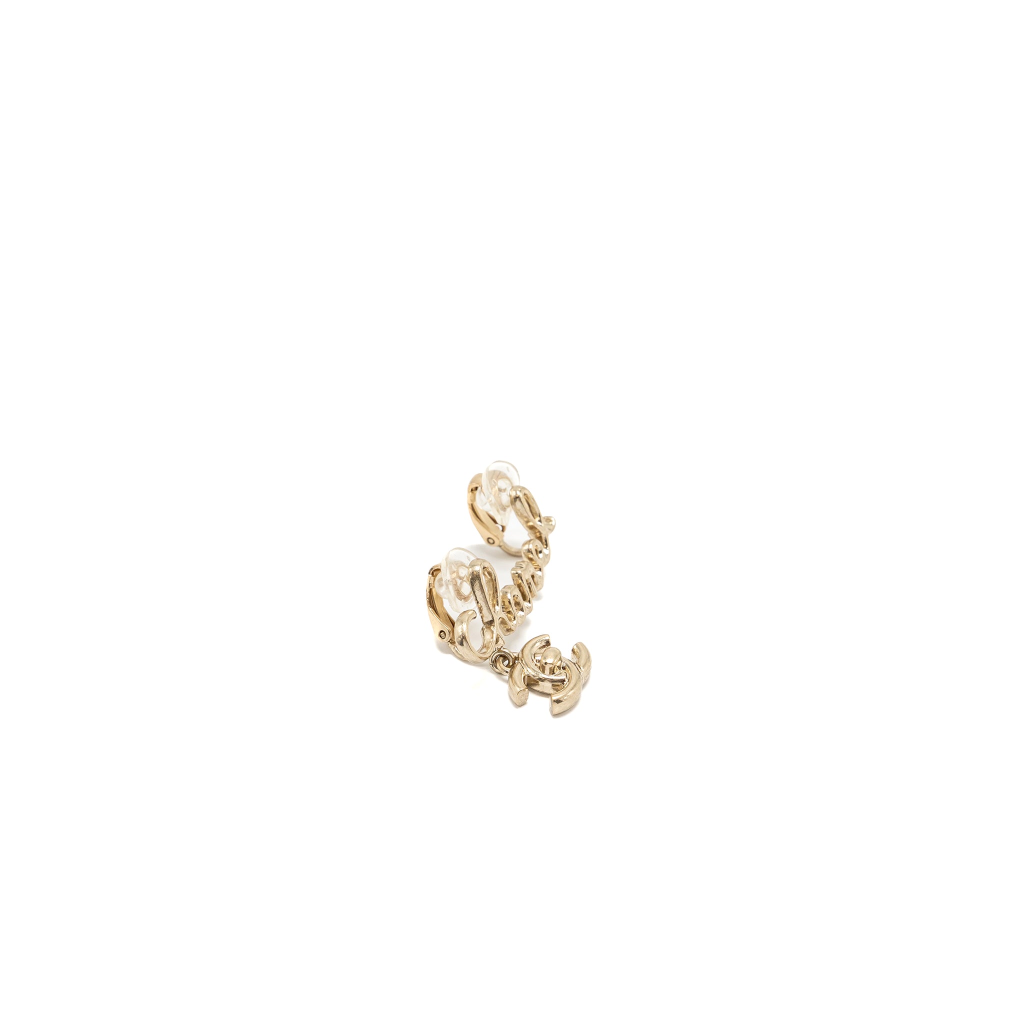 Chanel letter and cc drop ear clip gold tone - Image 3