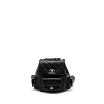 Chanel 23K triple pocket backpack caviar black LGHW (microchip)