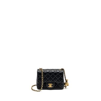 Chanel Pearl Crush Mini Square Lambskin Black GHW (Microchip)