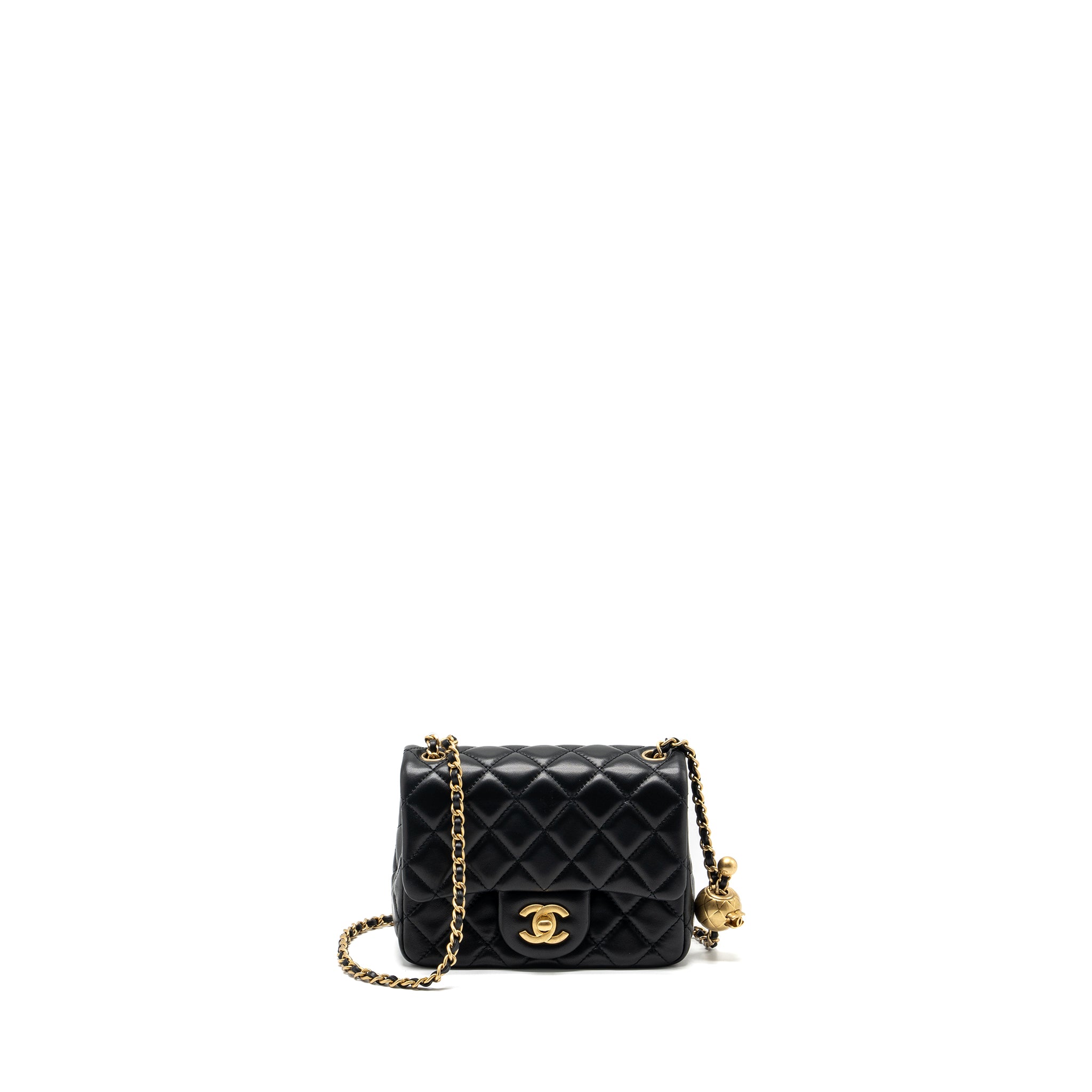 Chanel Pearl Crush Mini Square Lambskin Black GHW (Microchip)
