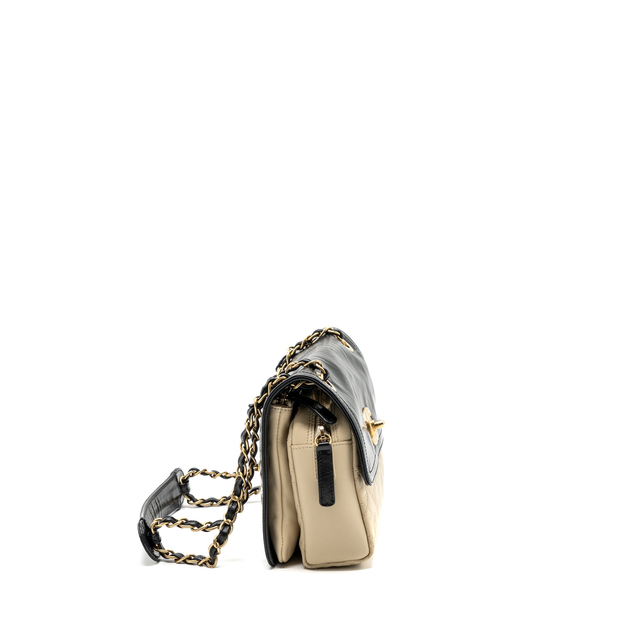 Chanel Medium In The Mix Flap Bag Leather Black/Beige/Cream GHW - Image 3