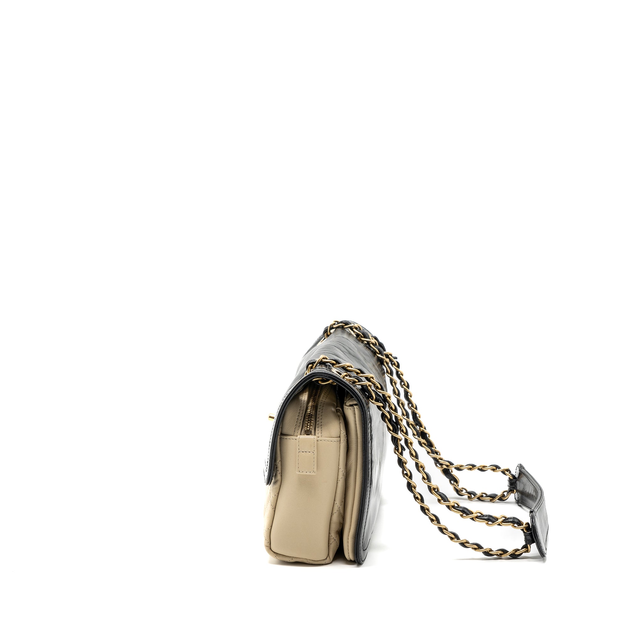 Chanel Medium In The Mix Flap Bag Leather Black/Beige/Cream GHW - Image 4