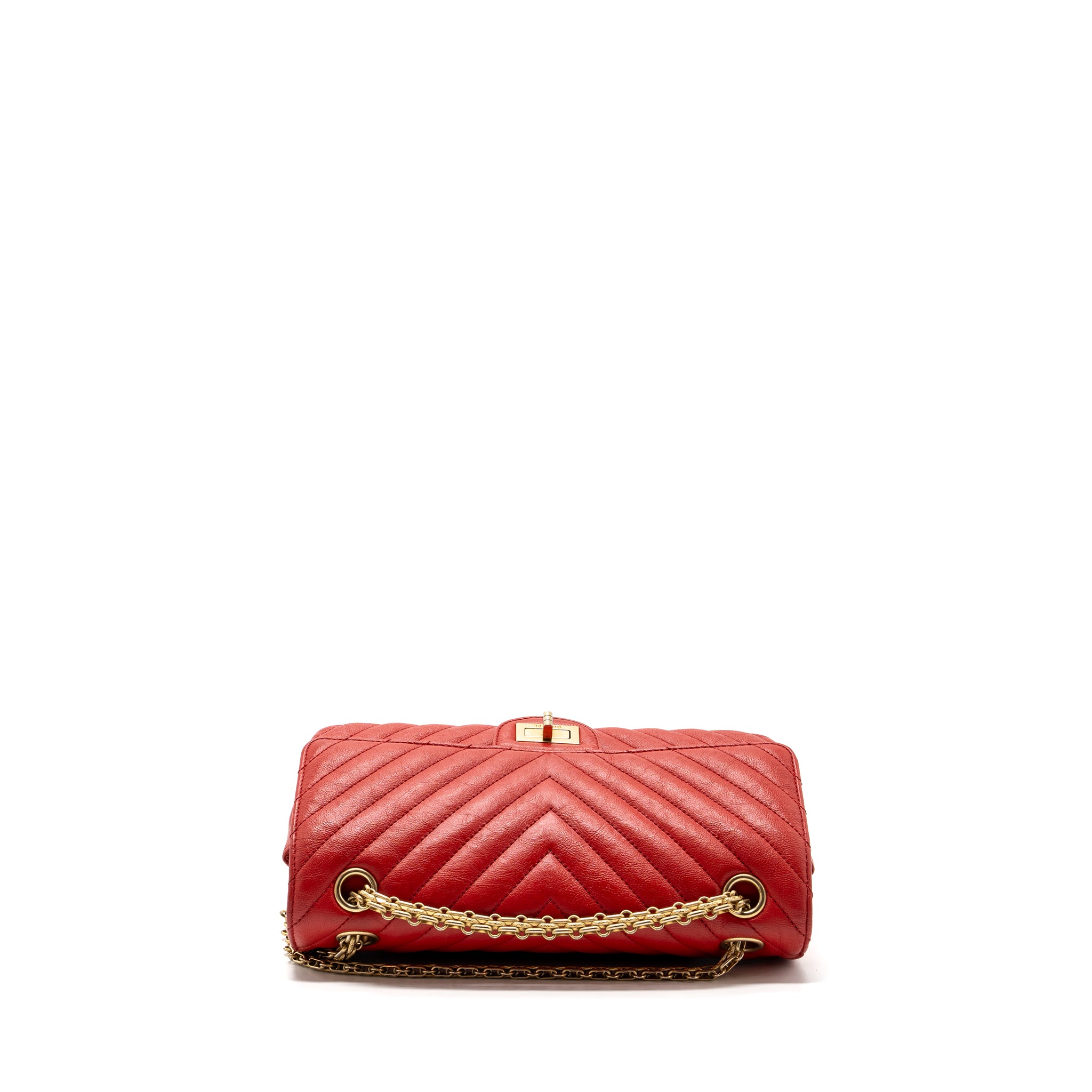Chanel Small 2.55 Reissue Flap Bag Chevron Calfskin Red GHW - Image 5