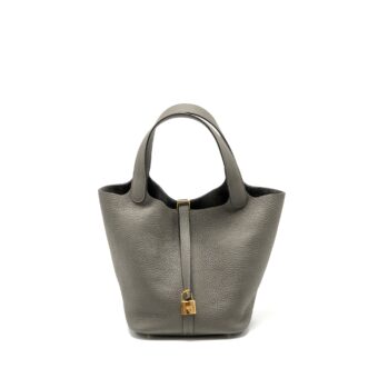 Hermes Picotin 22 Lock Bag Clemence Gris Meyer GHW Stamp U